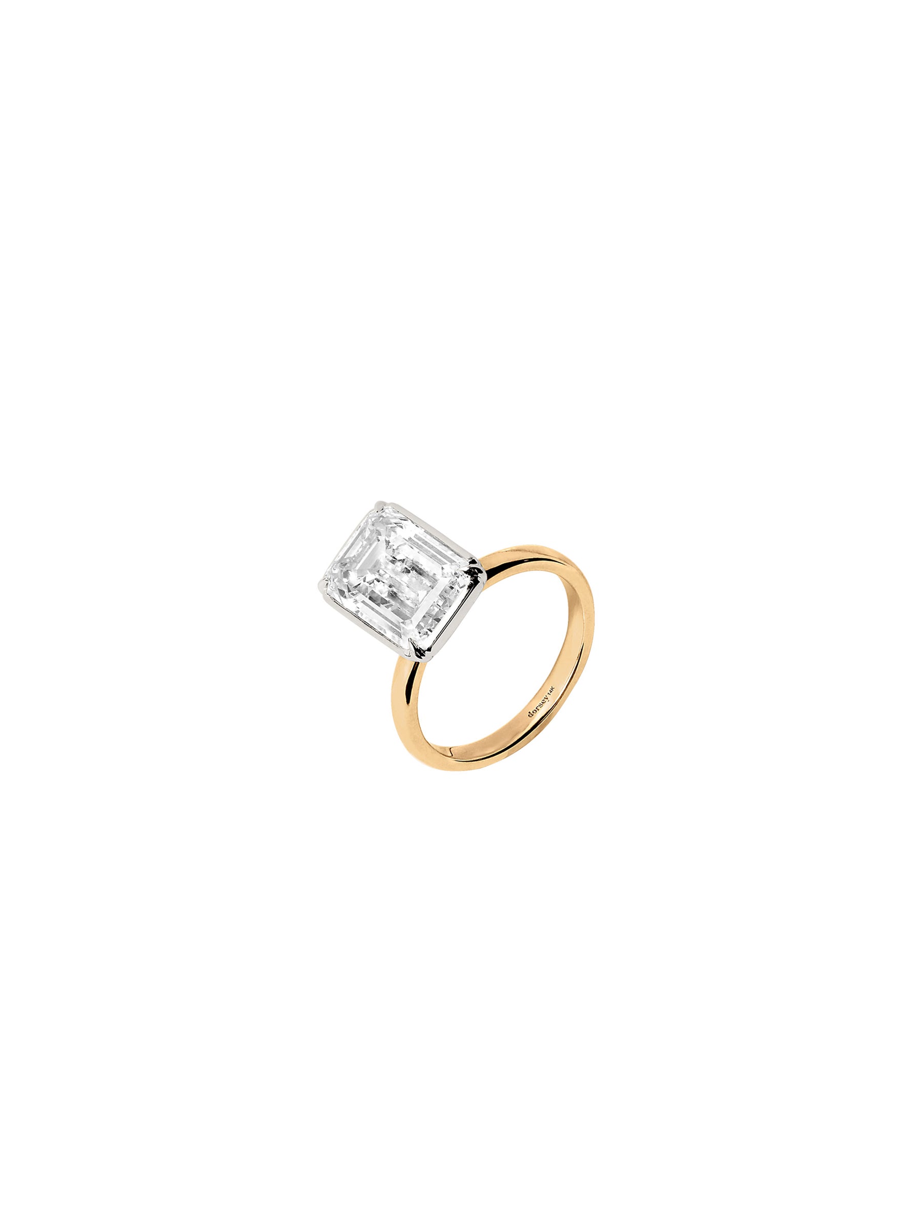 14K ELLIS EMERALD-CUT SOLITAIRE RING IN LAB DIAMOND