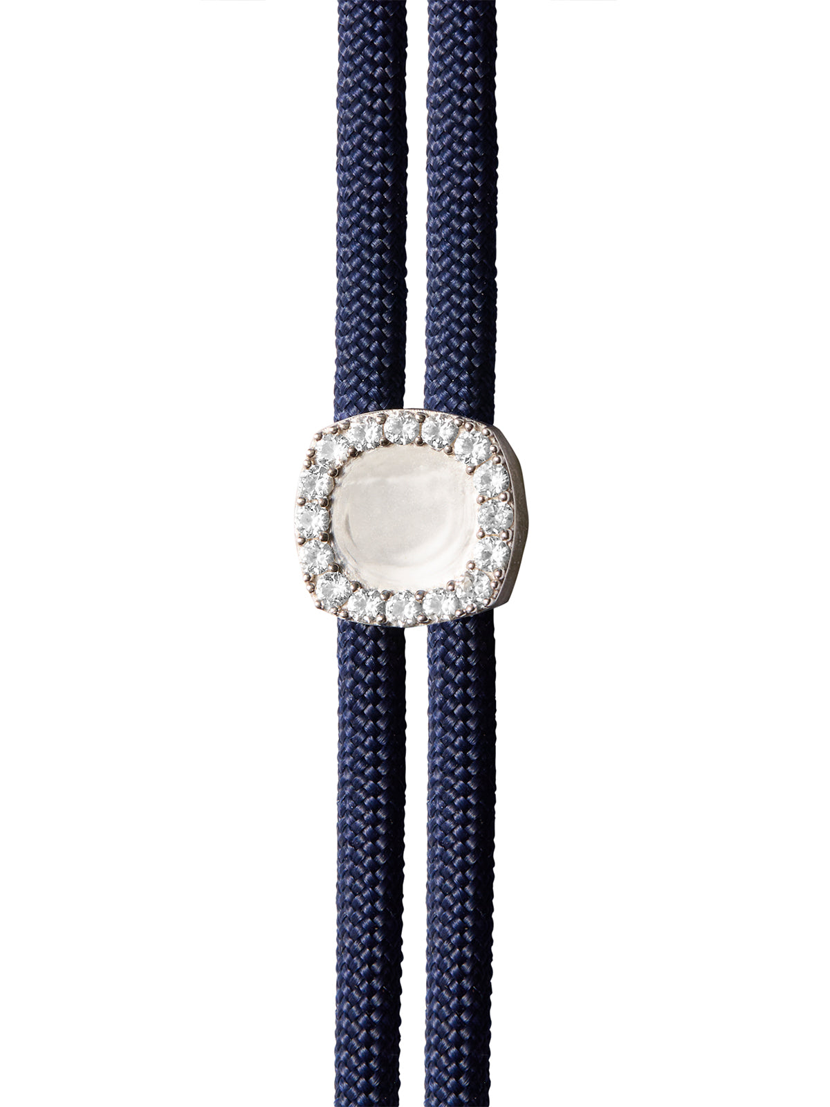 YVES LAB WHITE SAPPHIRE PARACORD NECKLACE, MARINE AND SILVER