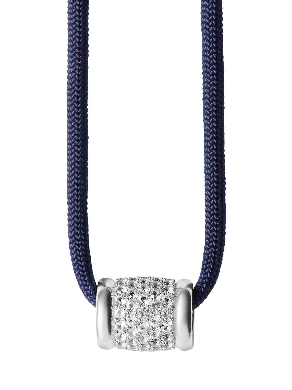 YVES LAB WHITE SAPPHIRE PARACORD NECKLACE, MARINE AND SILVER