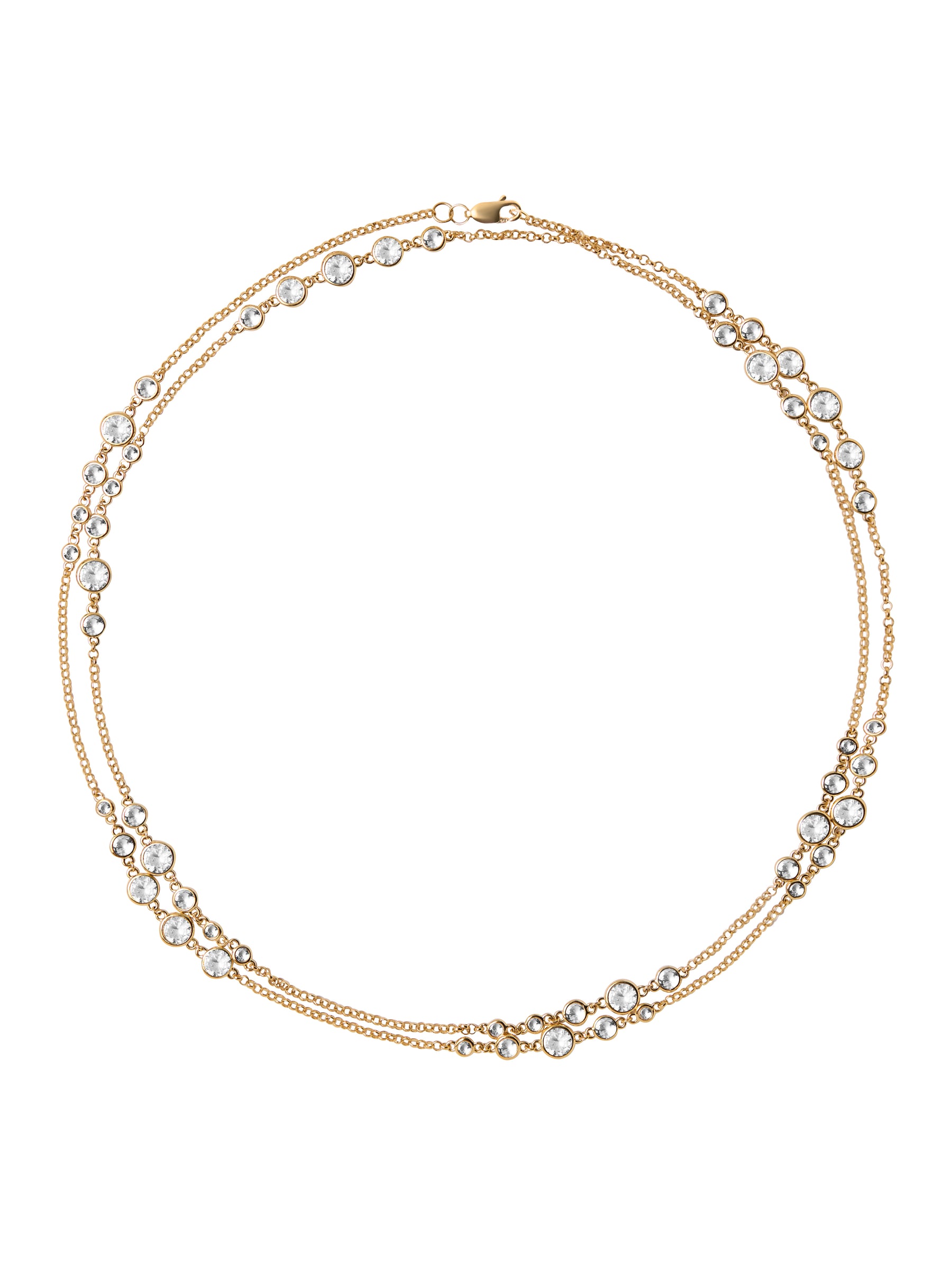 DOUBLE WRAP GRADUATED CLEMENCE NECKLACE, LAB WHITE SAPPHIRE, GOLD