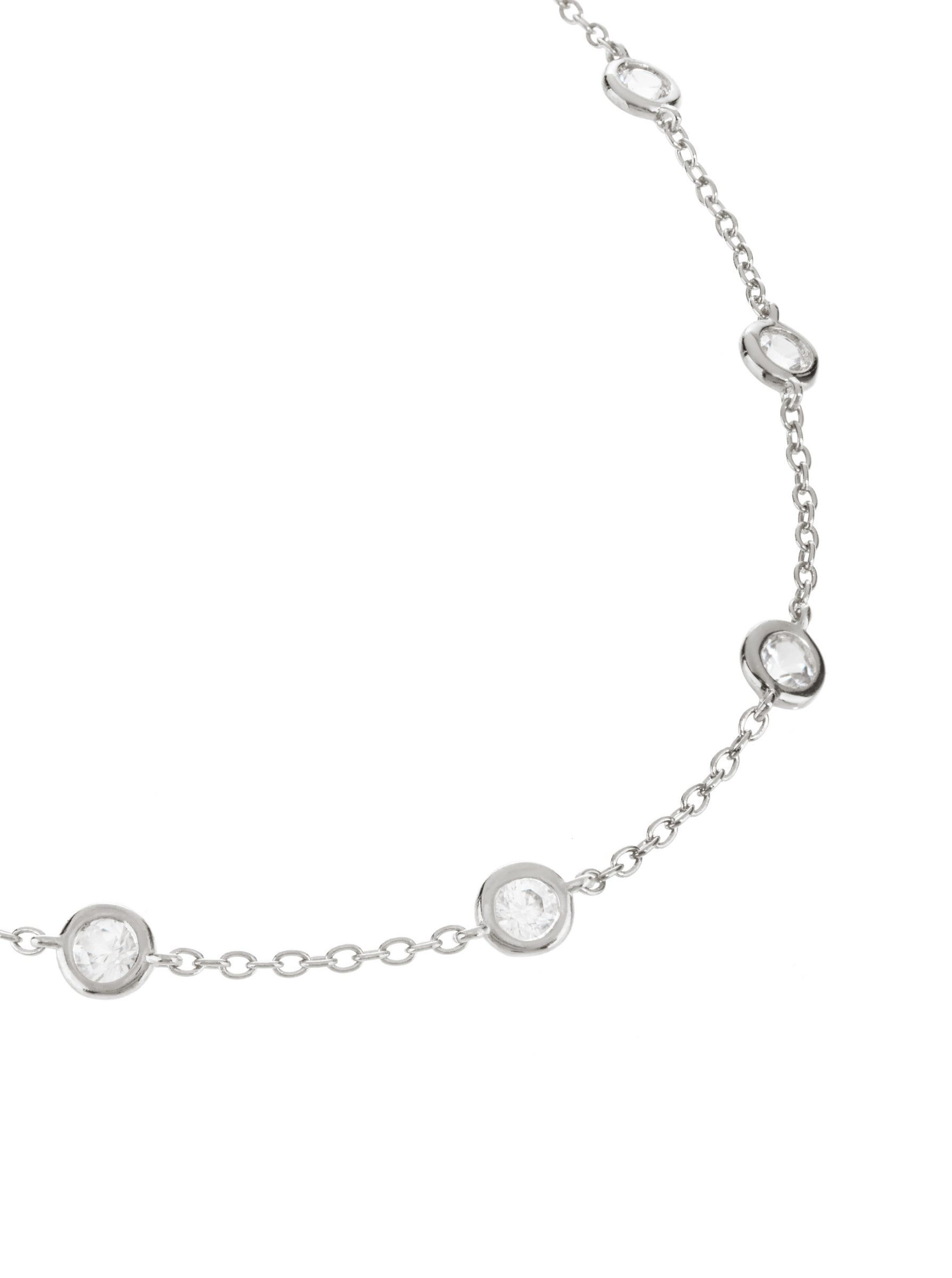 CLEMENCE, LAB WHITE SAPPHIRE 1.50 CARAT 15 STONE STRAND NECKLACE, SILVER