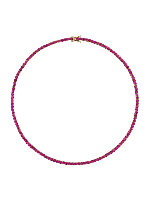 MOSS ROUND CUT, LAB-GROWN RED SAPPHIRE RIVIÈRE NECKLACE