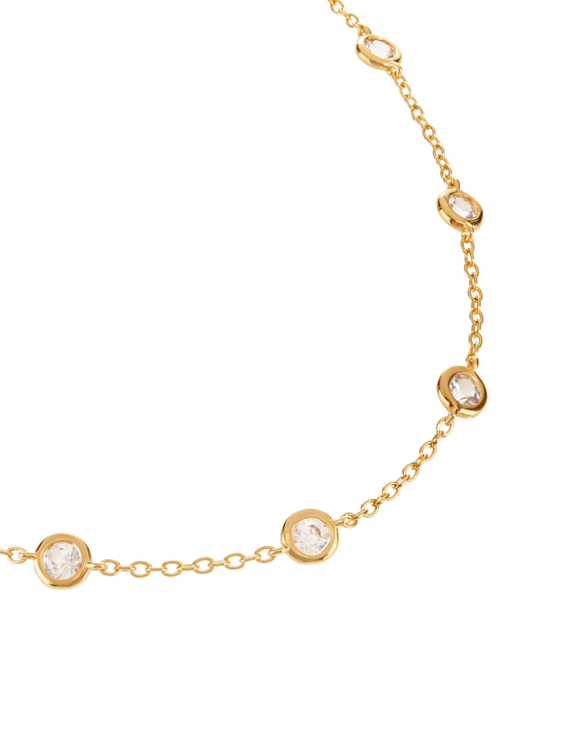 CLEMENCE, LAB WHITE SAPPHIRE 1.50 CARAT 15 STONE STRAND NECKLACE, GOLD