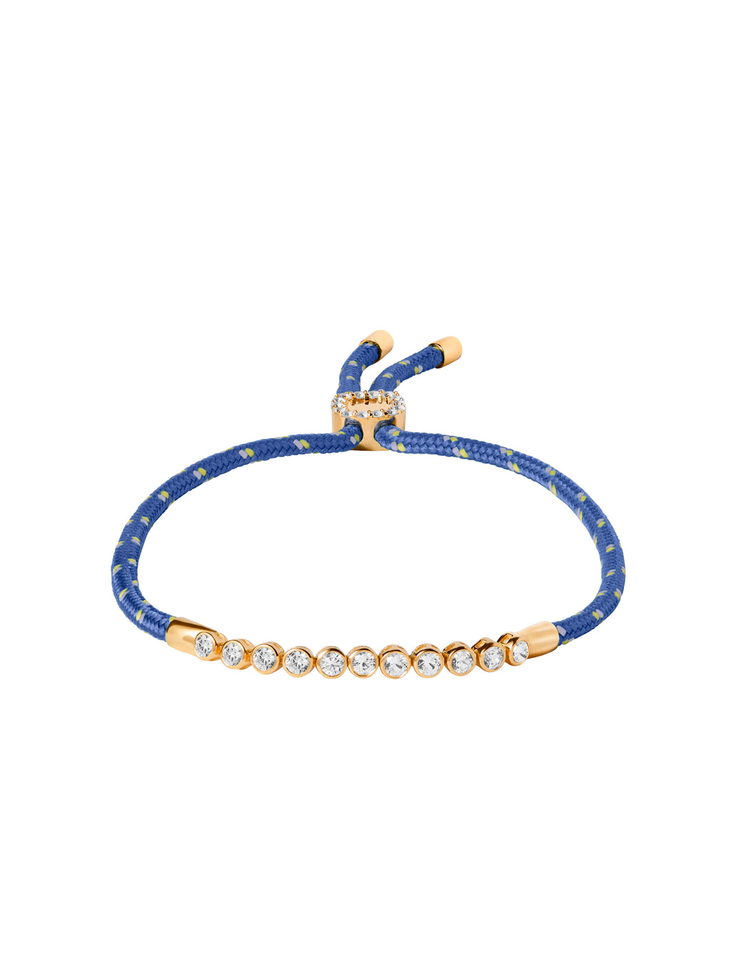 JAMES BEZEL BLEU PARACORD ANKLET IN LAB WHITE SAPPHIRE, 18K GOLD