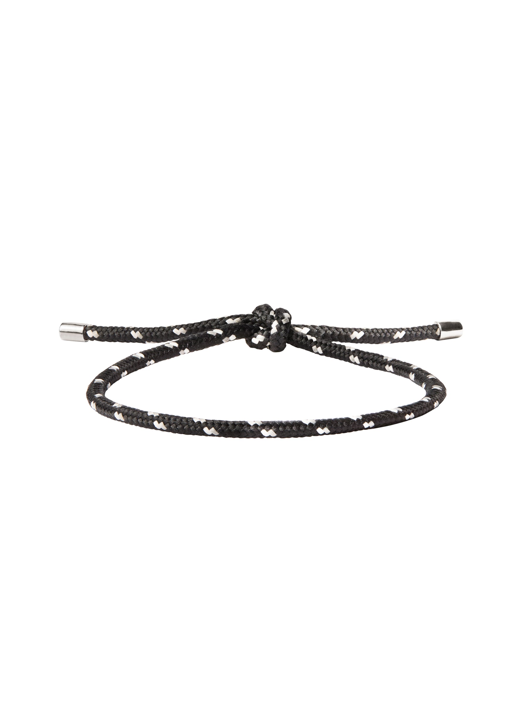 PARACORD NOIR ET BLANC TIE ANKLET, SILVER