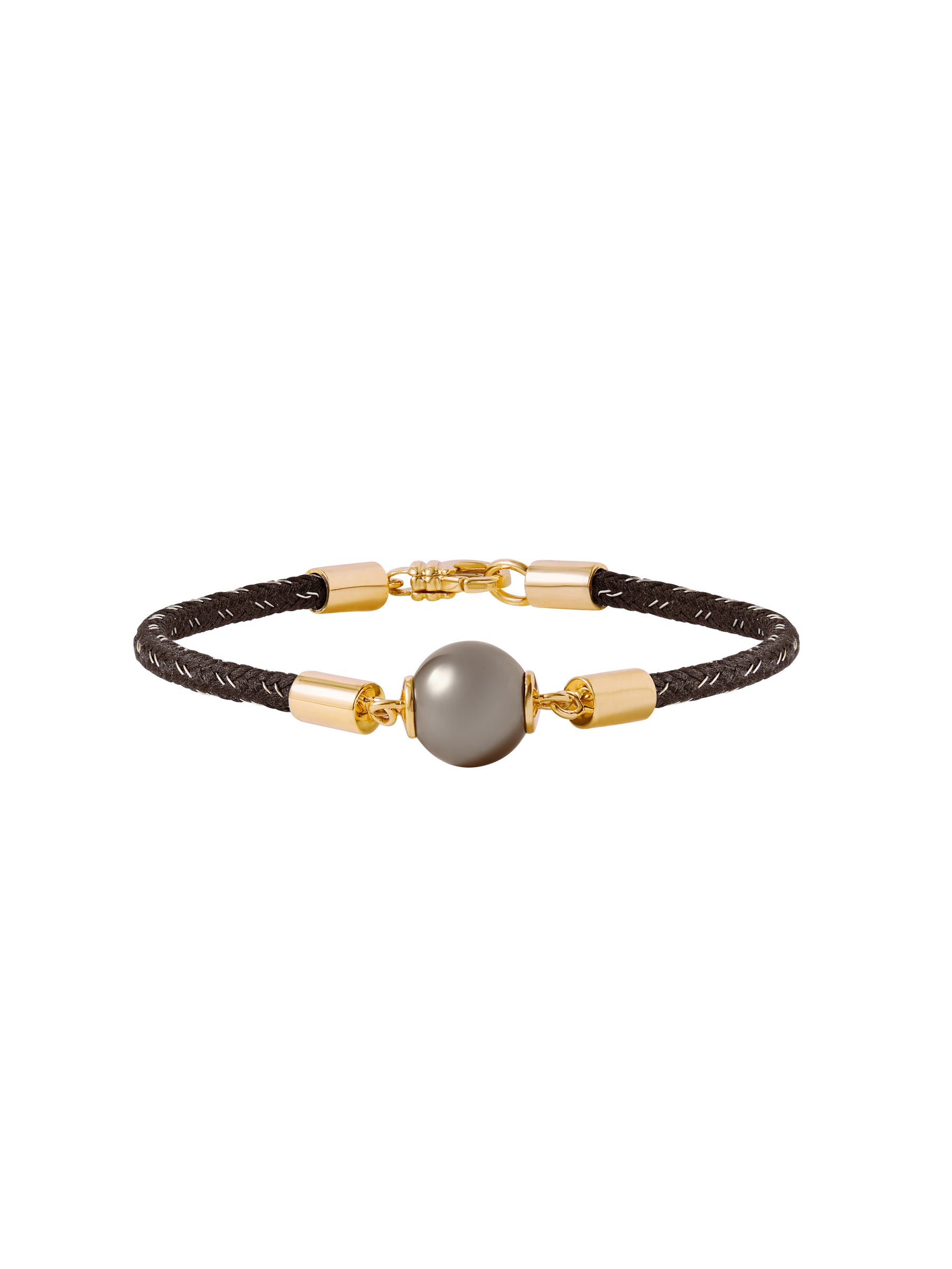 14K YELLOW GOLD SINGLE PEARL BRACELET, MARRON