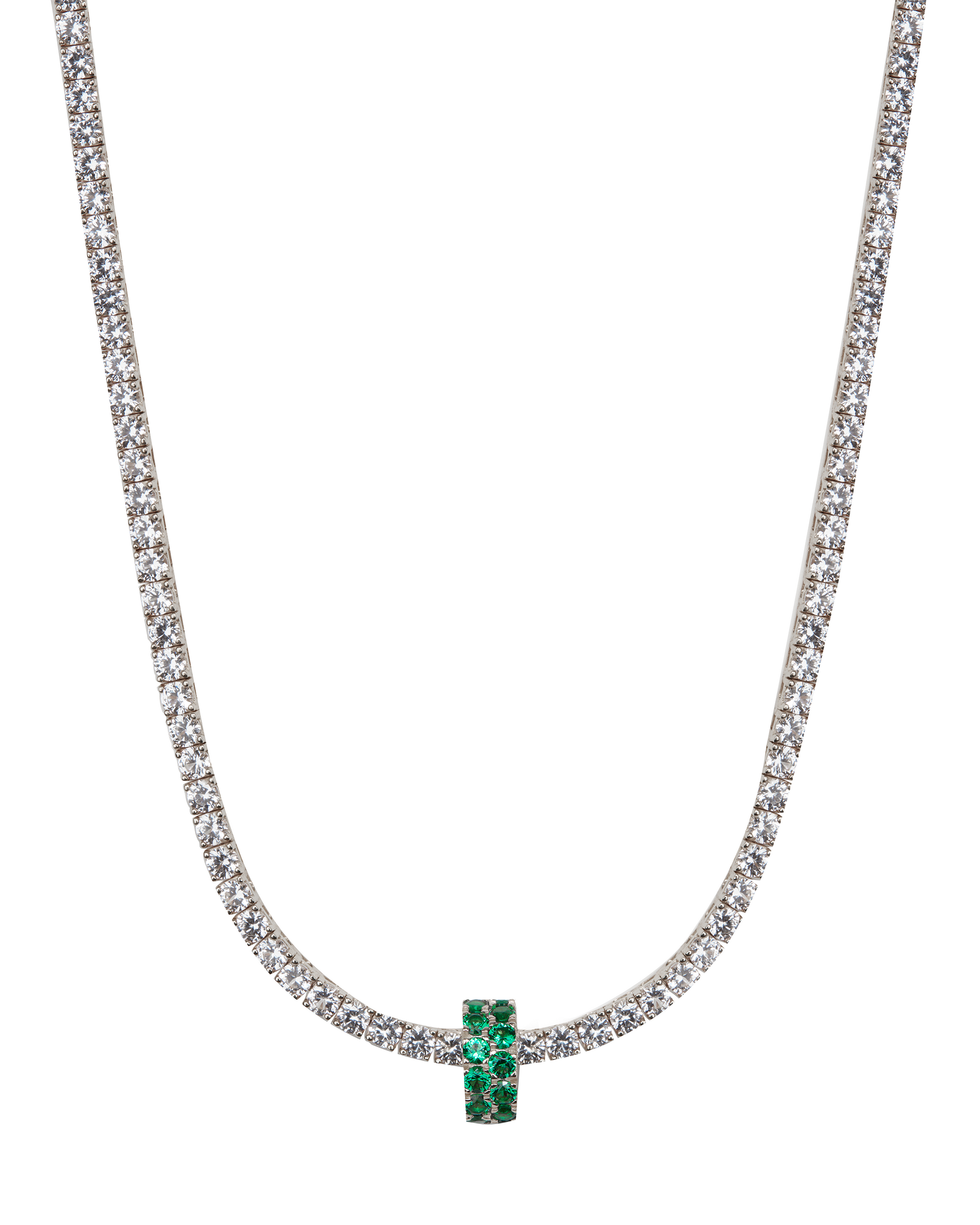 TWO-ROW RIVIÈRE PENDANT IN NANO EMERALD