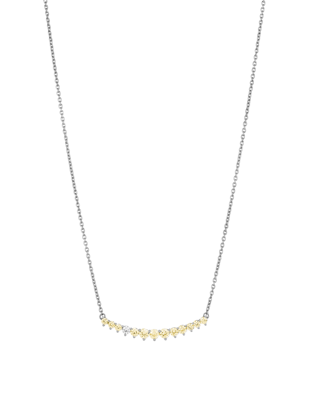 CURVE NECKLACE IN LAB YELLOW SAPPHIRE WITH LAB DIAMOND, STERLING