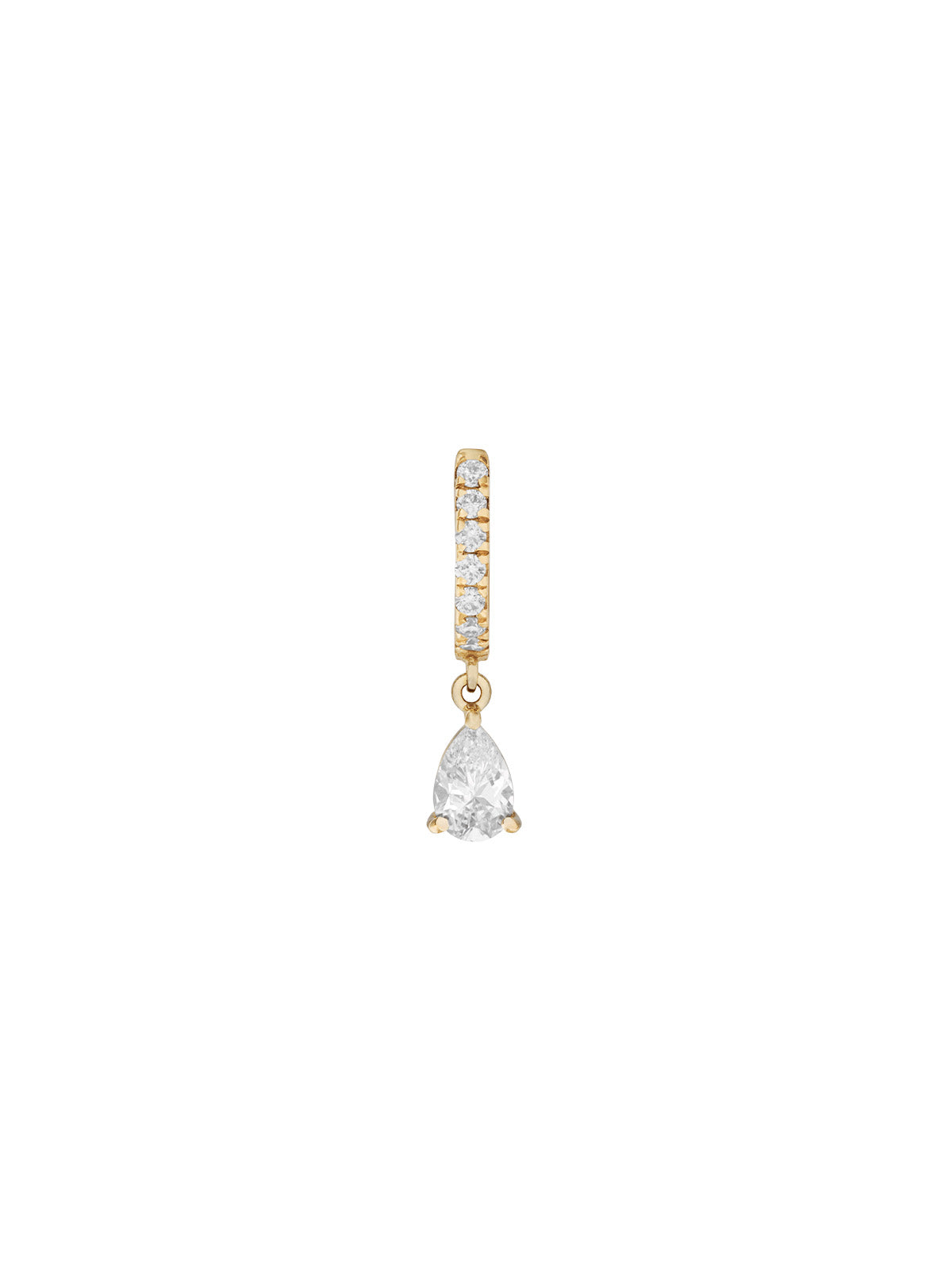 14K PAVÉ PEAR-DROP HUGGIE EARRING IN LAB WHITE DIAMOND