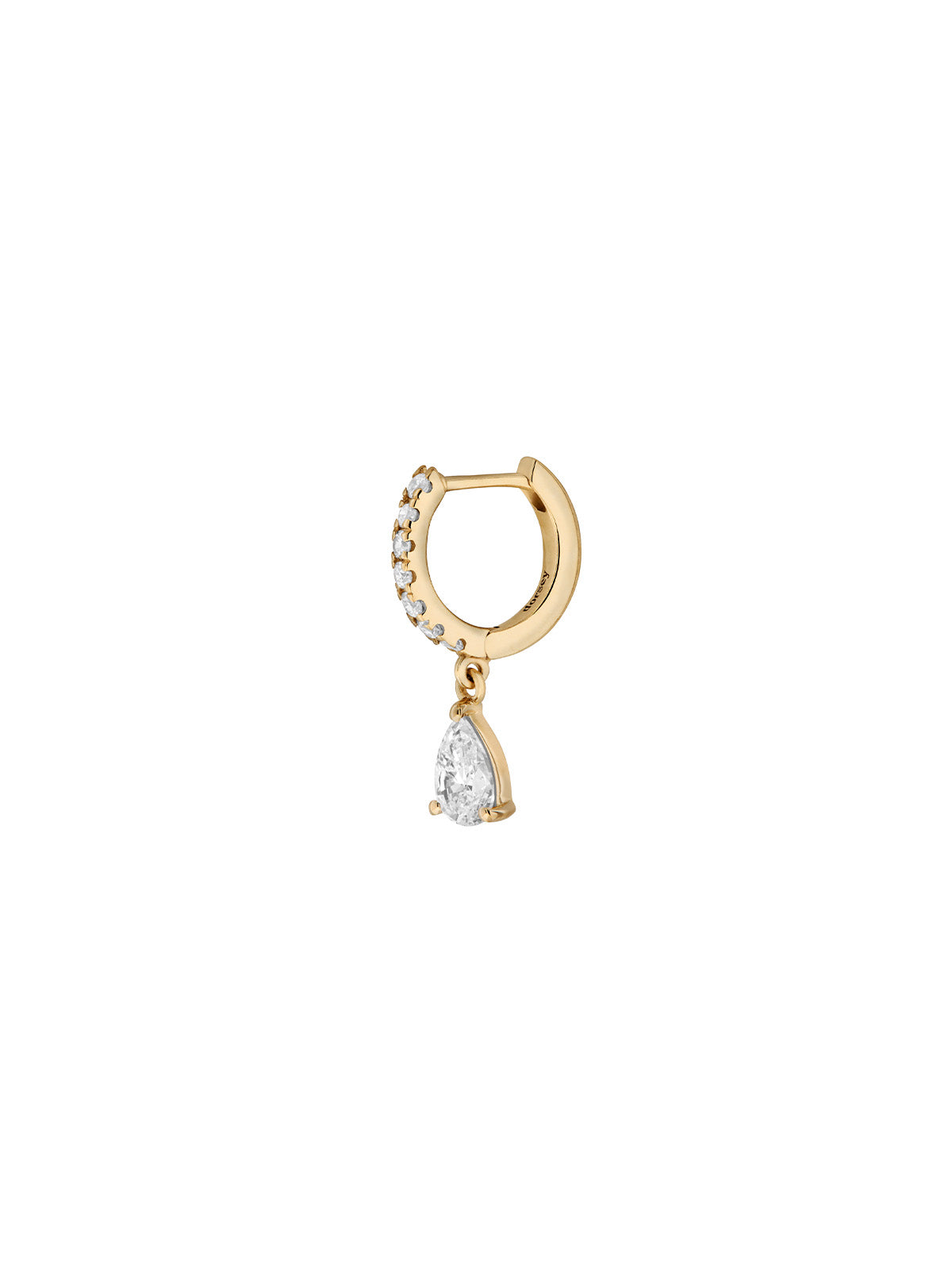 14K PAVÉ PEAR-DROP HUGGIE EARRING IN LAB WHITE DIAMOND