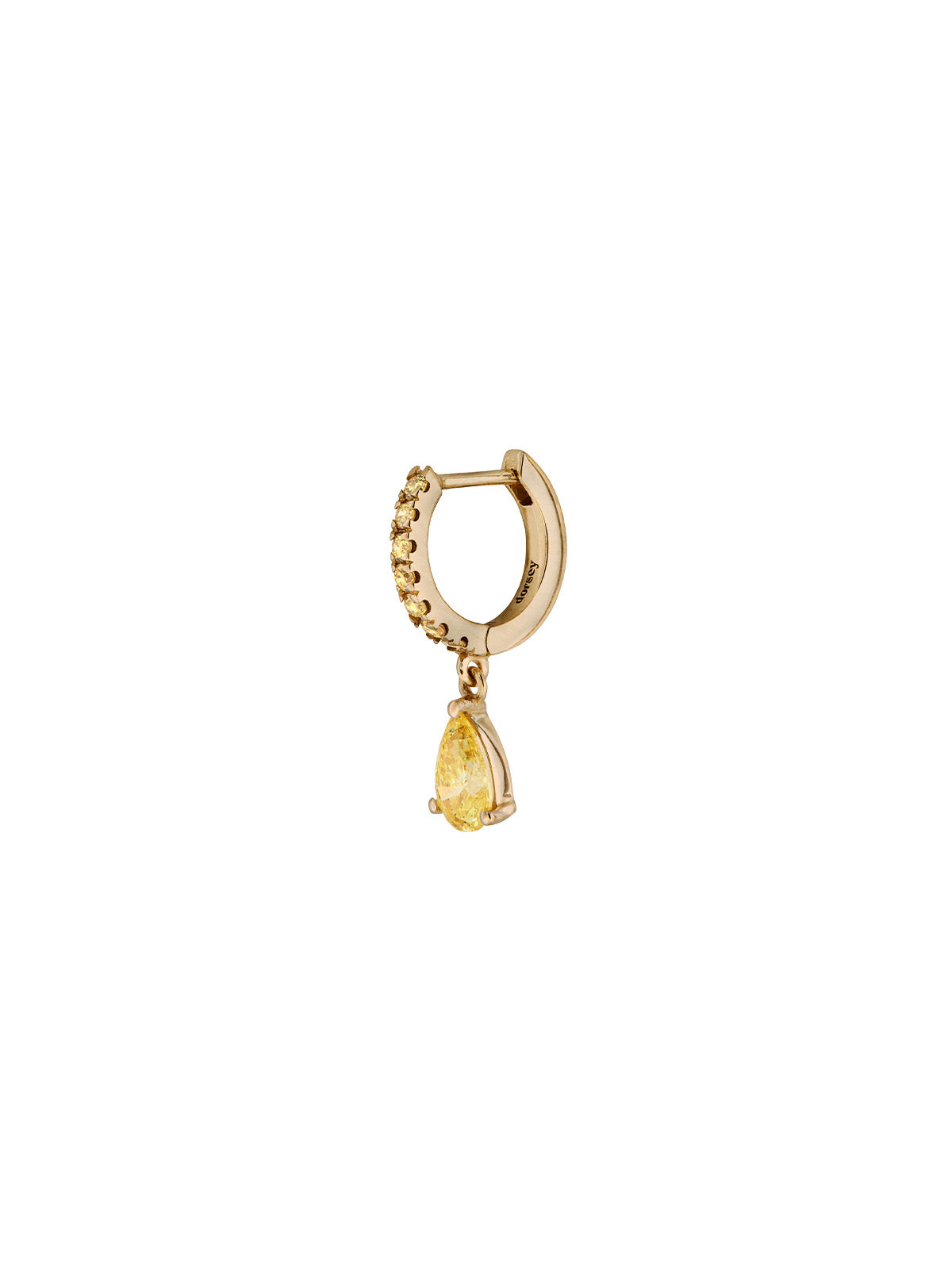 PAVÉ PEAR-DROP HUGGIE EARRING IN LAB YELLOW SAPPHIRE
