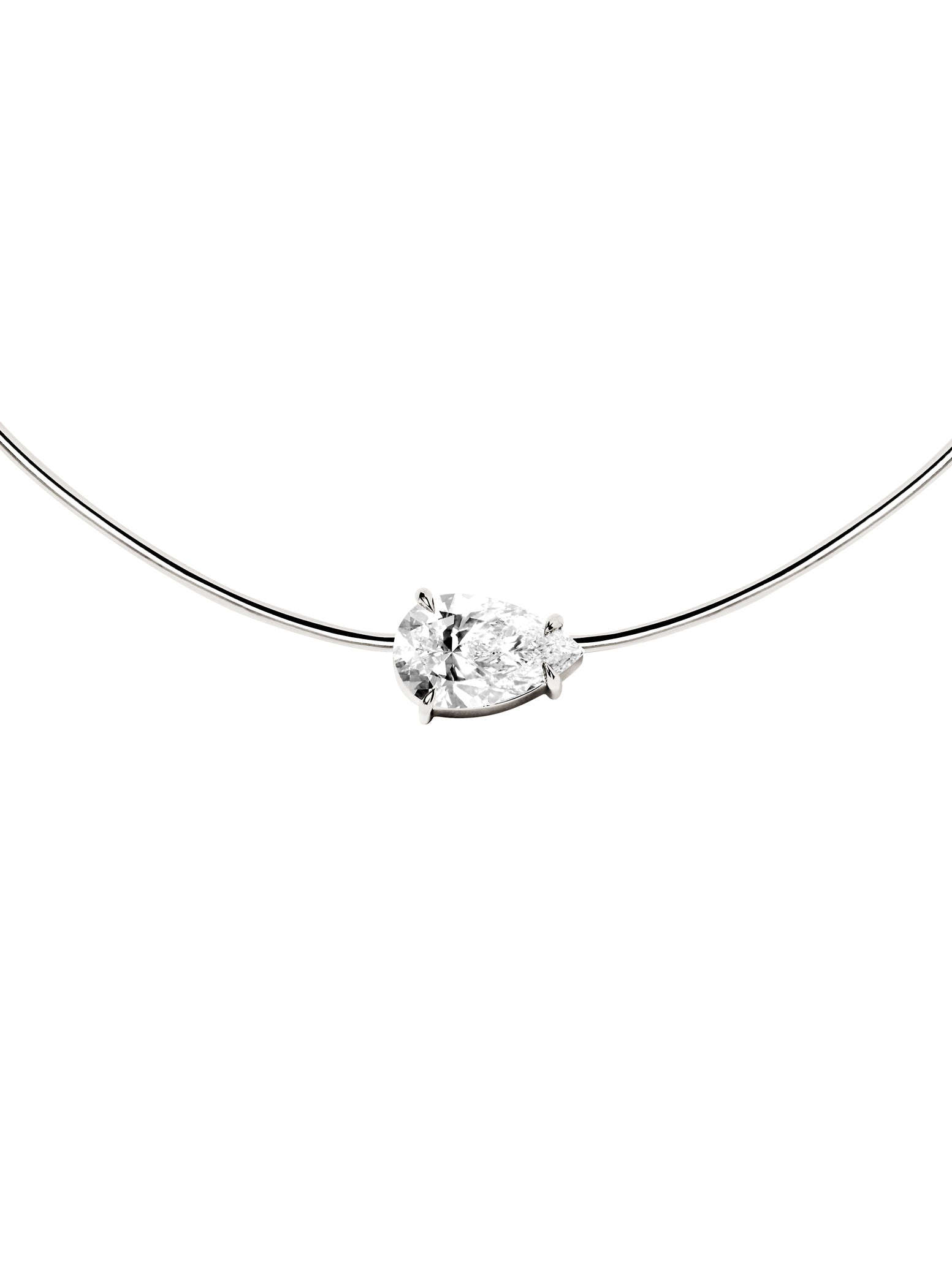14K ROWE PEAR-CUT CHOKER IN 7 CTS LAB DIAMOND