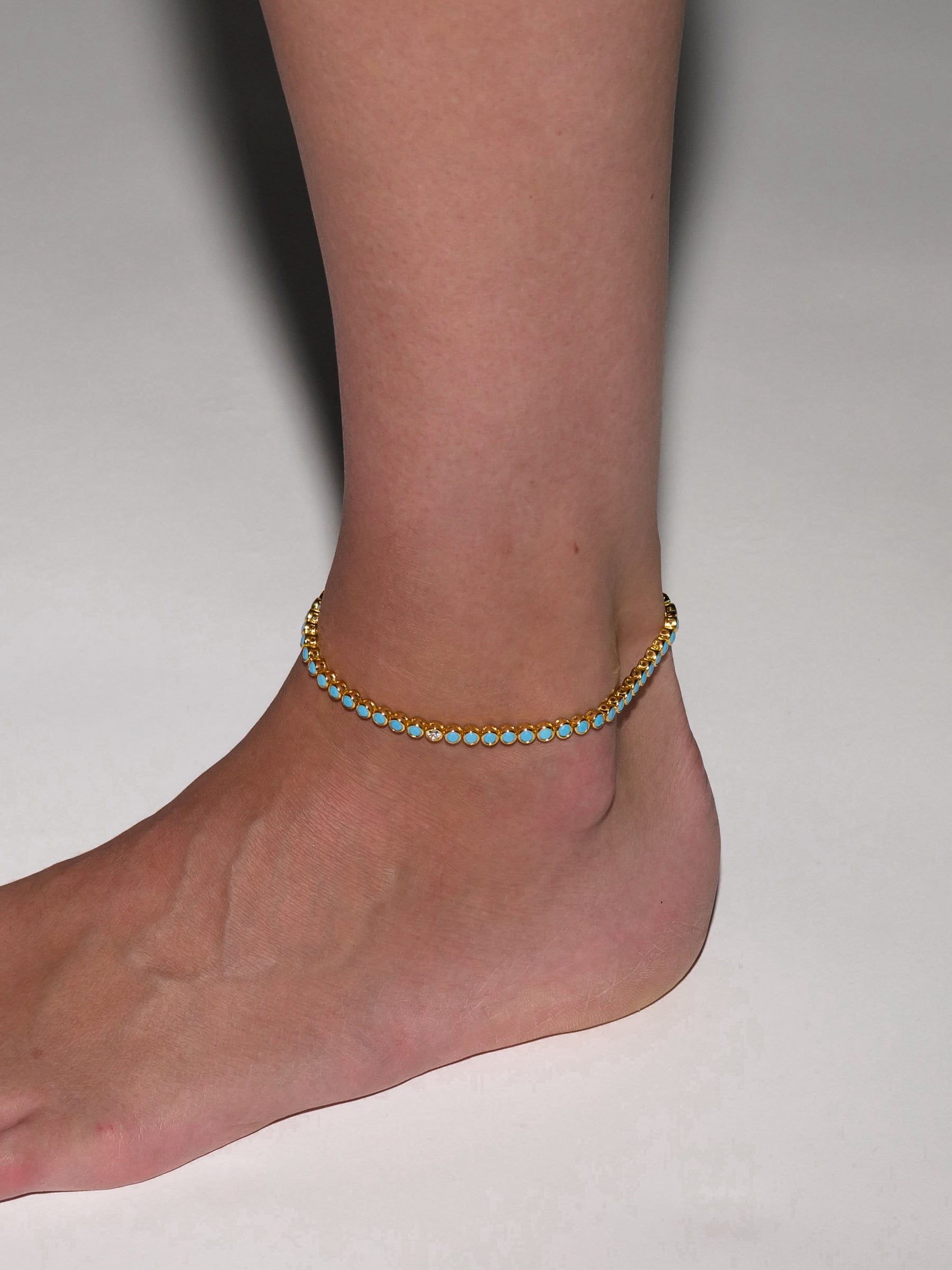 JAMES BEZEL RIVIÈRE ANKLET IN NANO TURQUOISE AND MOISSANITE