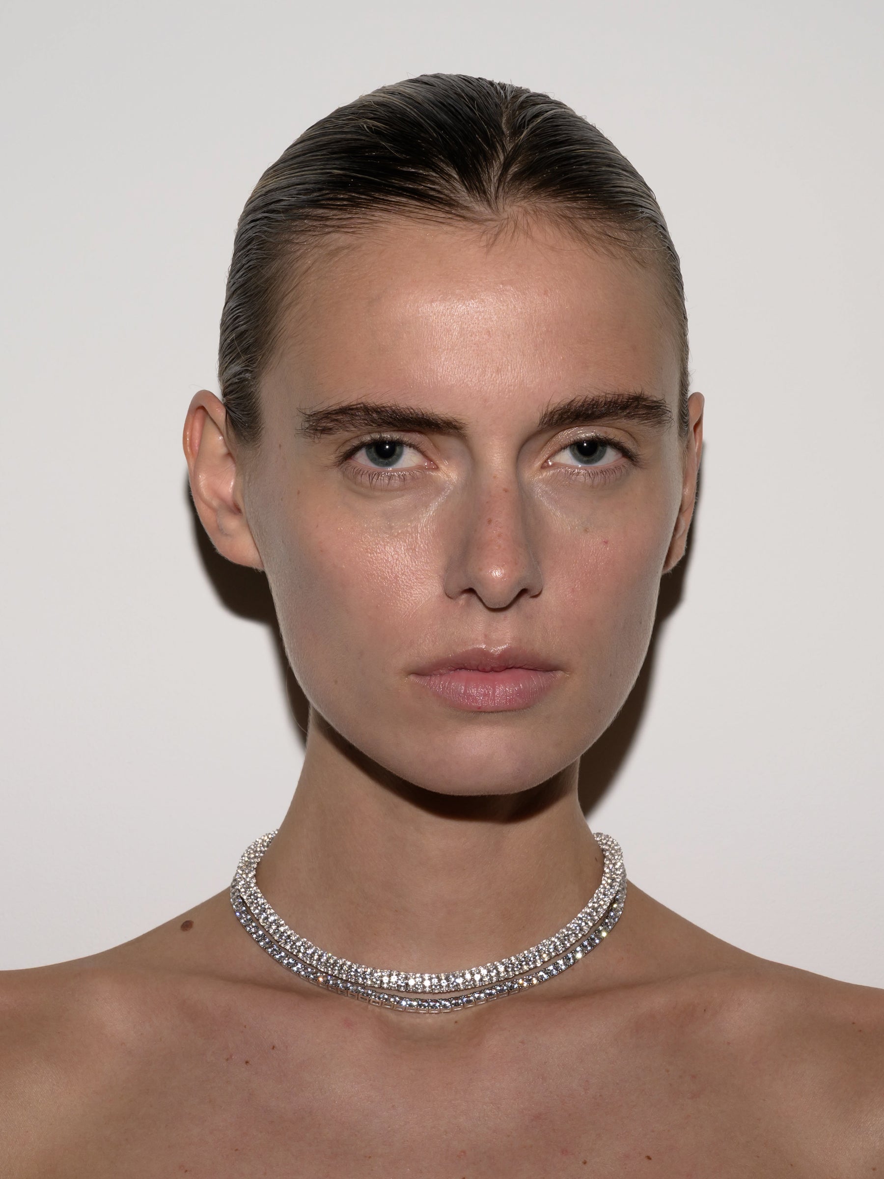 CELESTE NECKLACE, LAB WHITE SAPPHIRE, SILVER