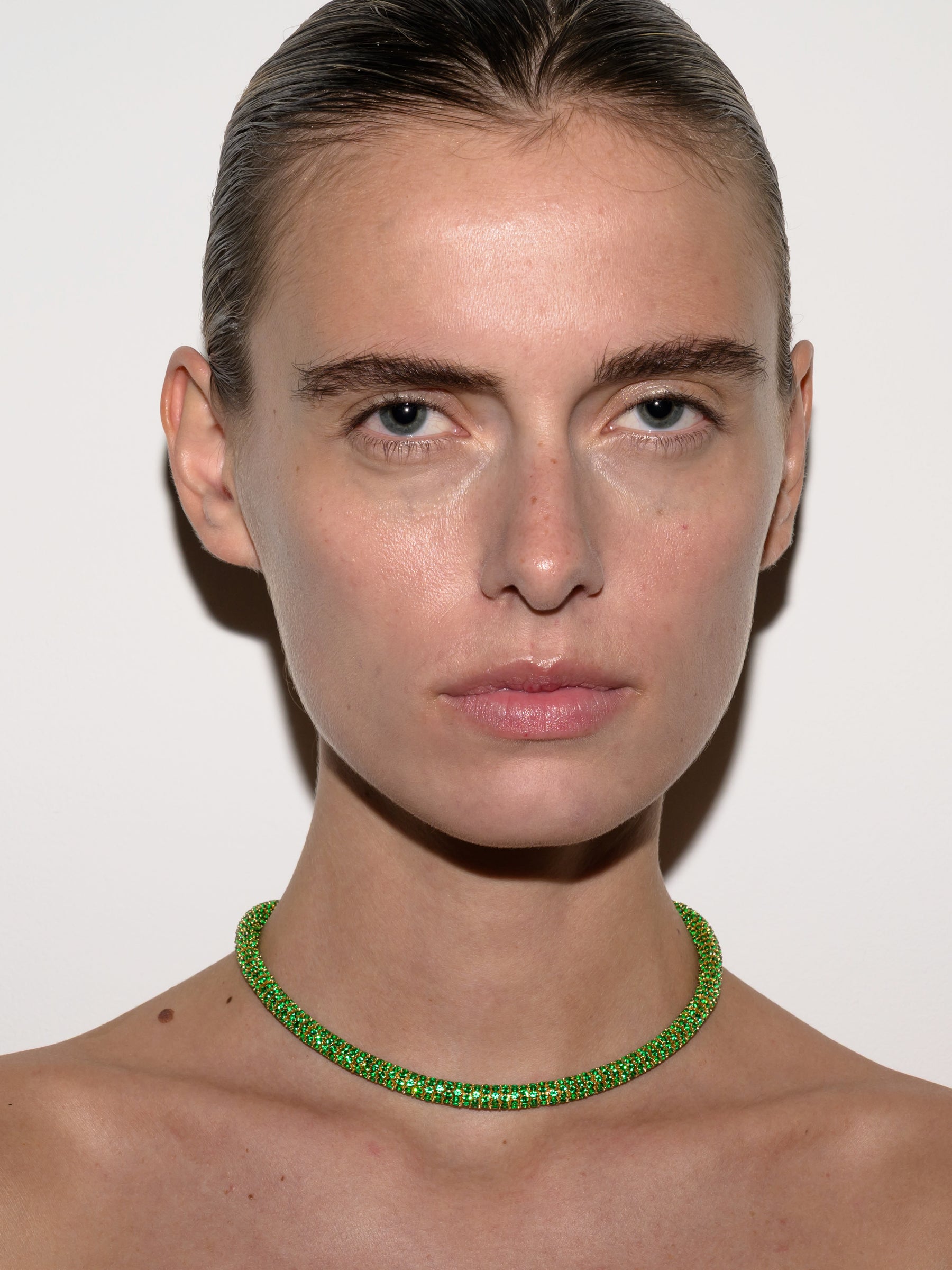 CELESTE NECKLACE, NANO EMERALD, GOLD