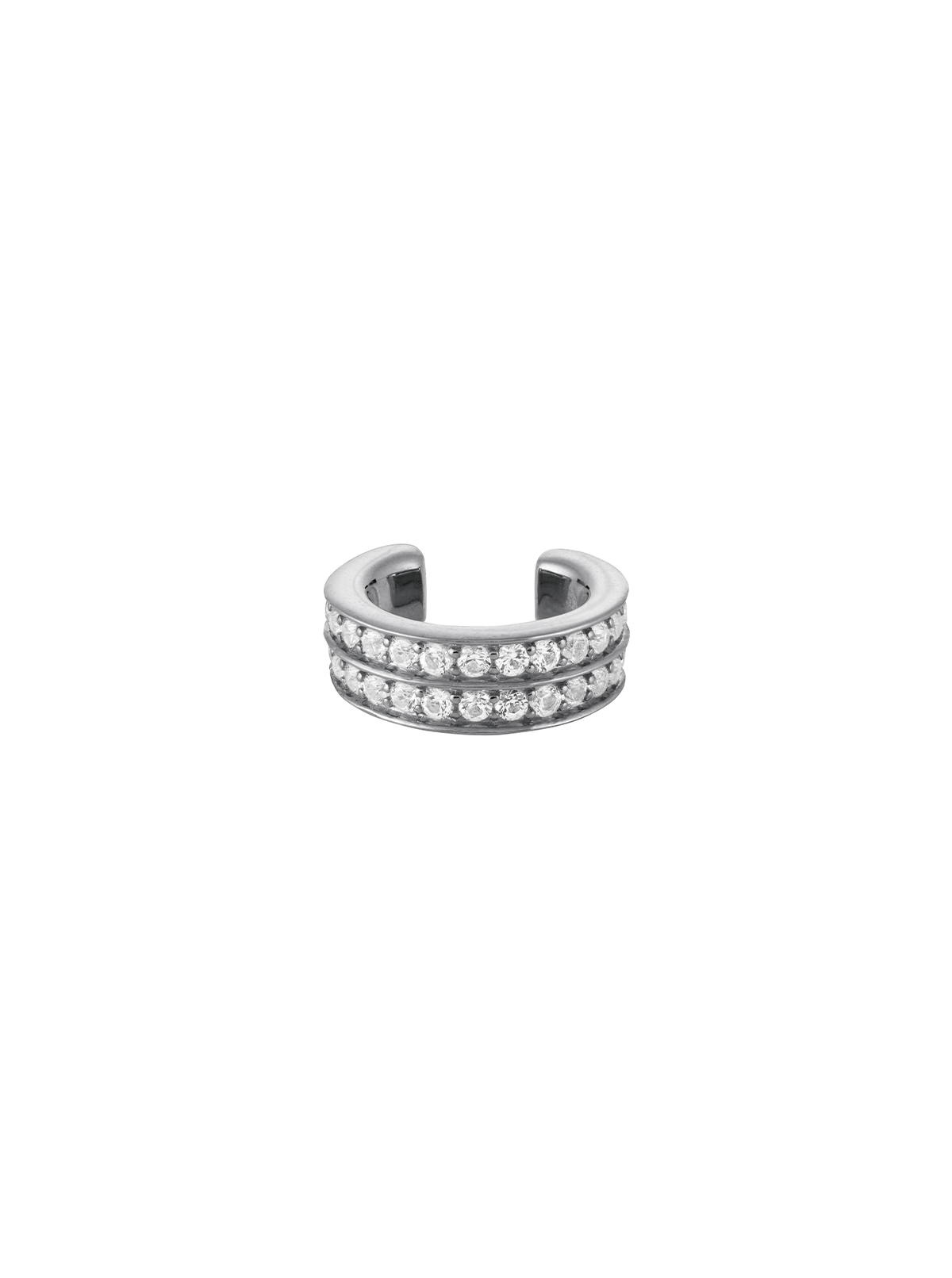 DOUBLE ROW LAB WHITE SAPPHIRE EAR CUFF, SILVER