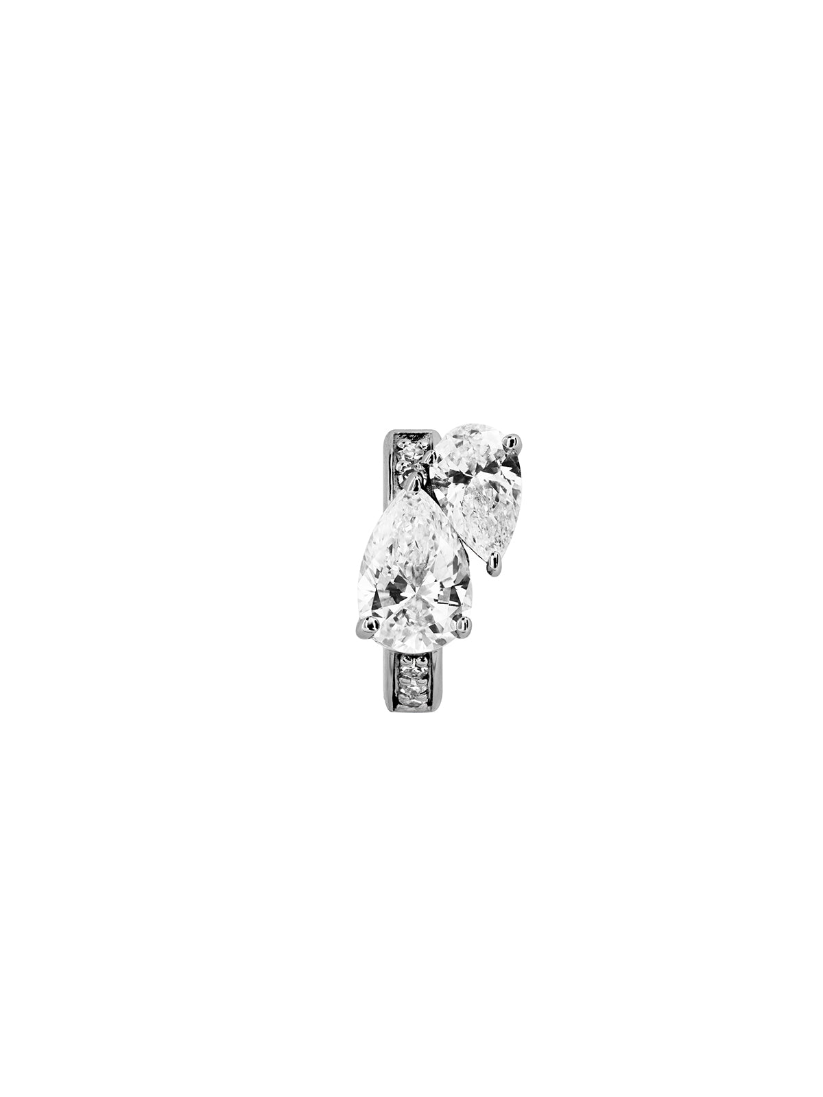 14K DOUBLE PEAR-CUT HUGGIE EARRING IN LAB DIAMOND