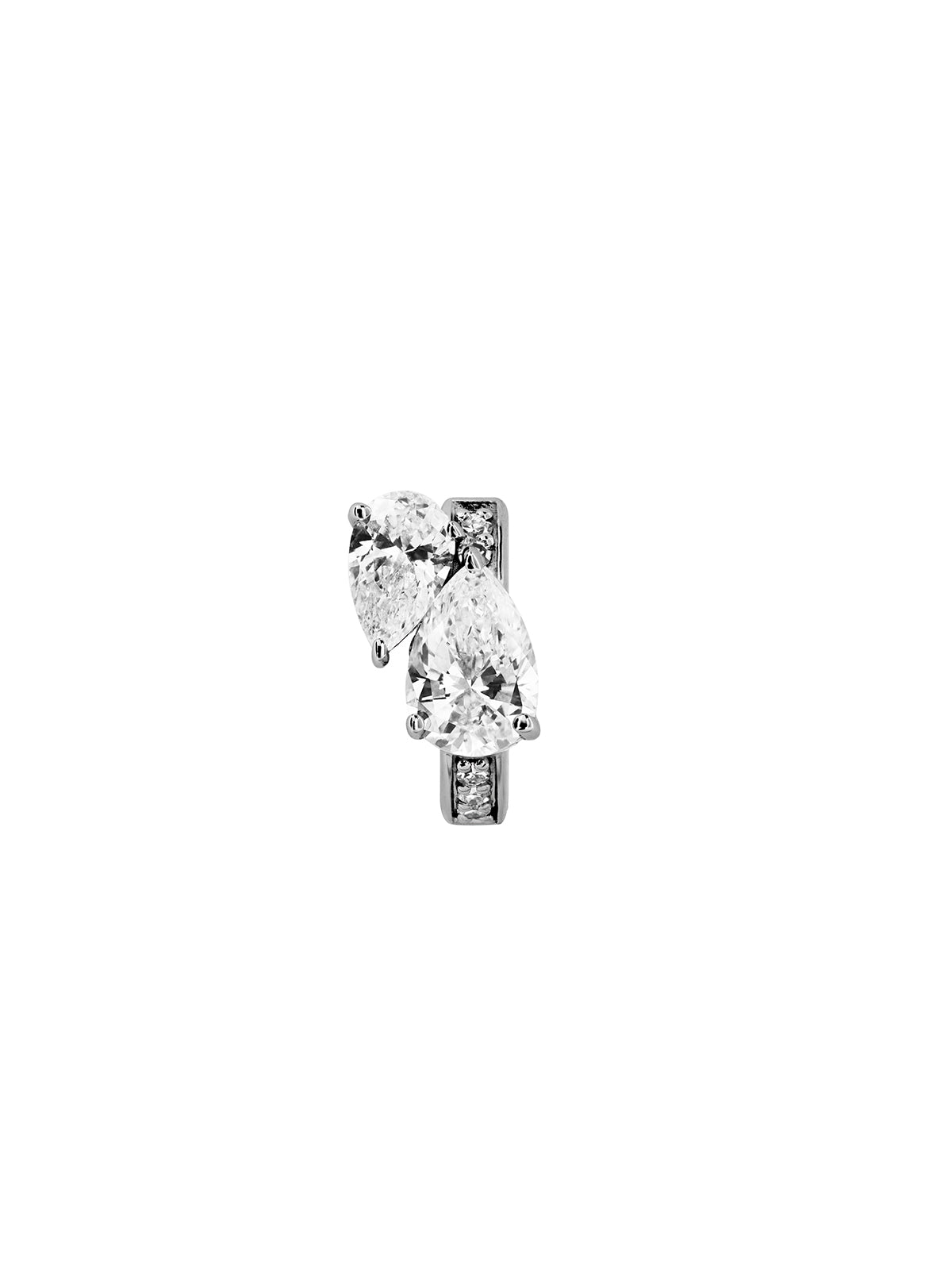14K DOUBLE PEAR-CUT HUGGIE EARRING IN LAB DIAMOND