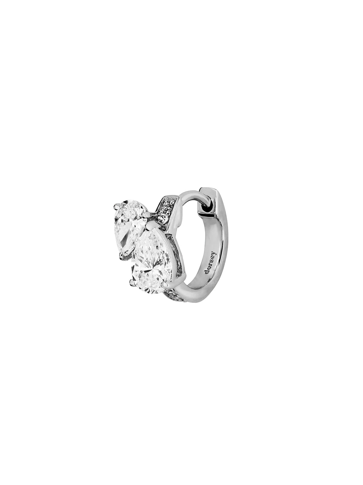 14K DOUBLE PEAR-CUT HUGGIE EARRING IN LAB DIAMOND