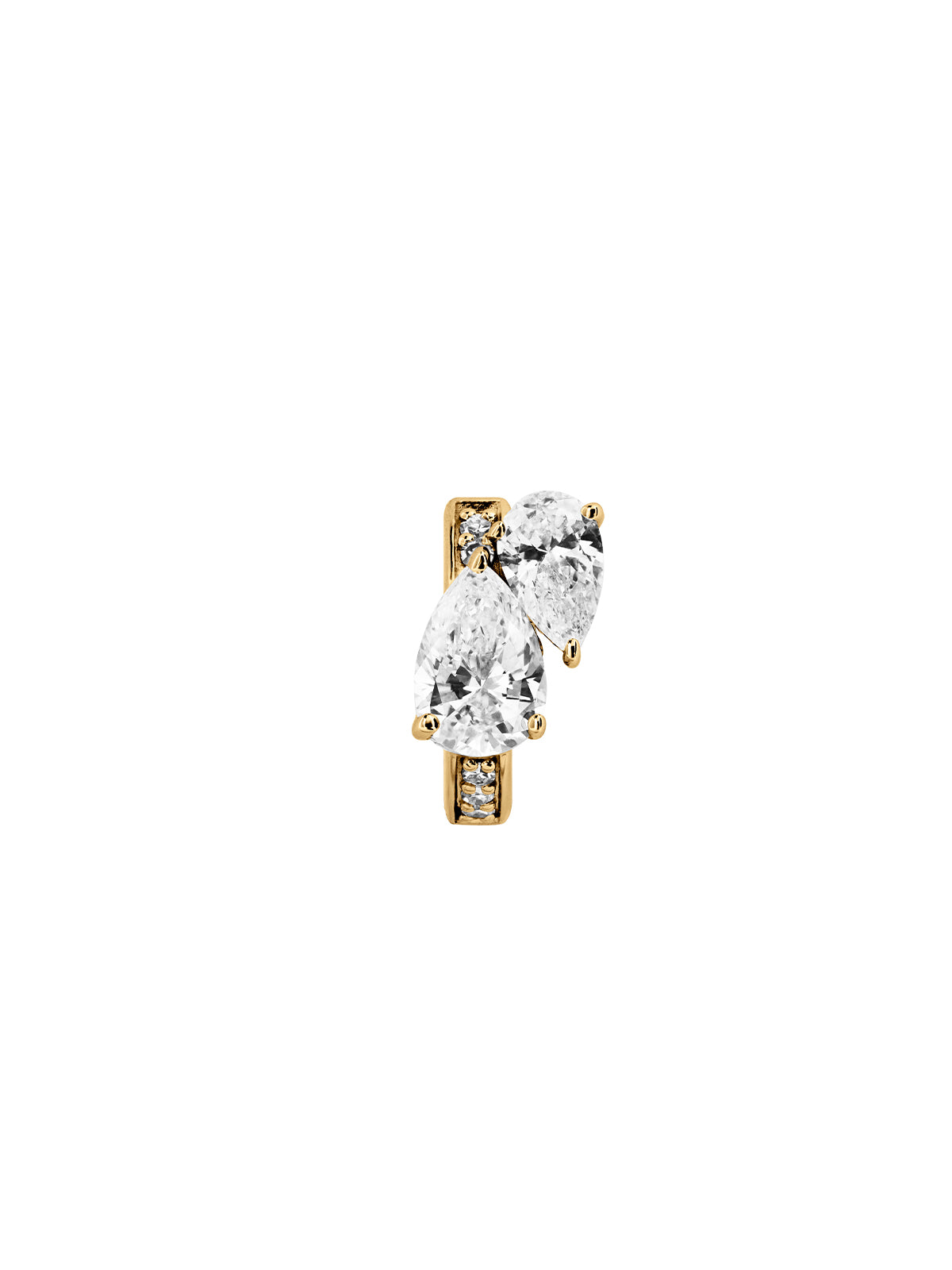 14K DOUBLE PEAR-CUT HUGGIE EARRING IN LAB DIAMOND