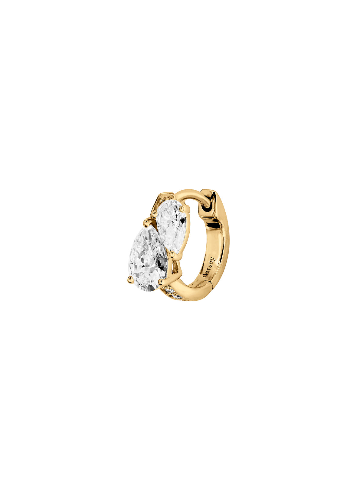 14K DOUBLE PEAR-CUT HUGGIE EARRING IN LAB DIAMOND