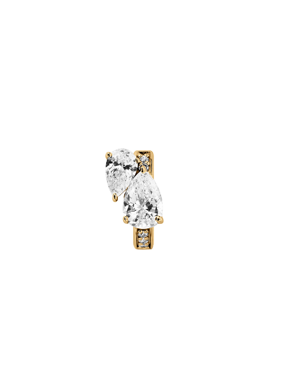 14K DOUBLE PEAR-CUT HUGGIE EARRING IN LAB DIAMOND