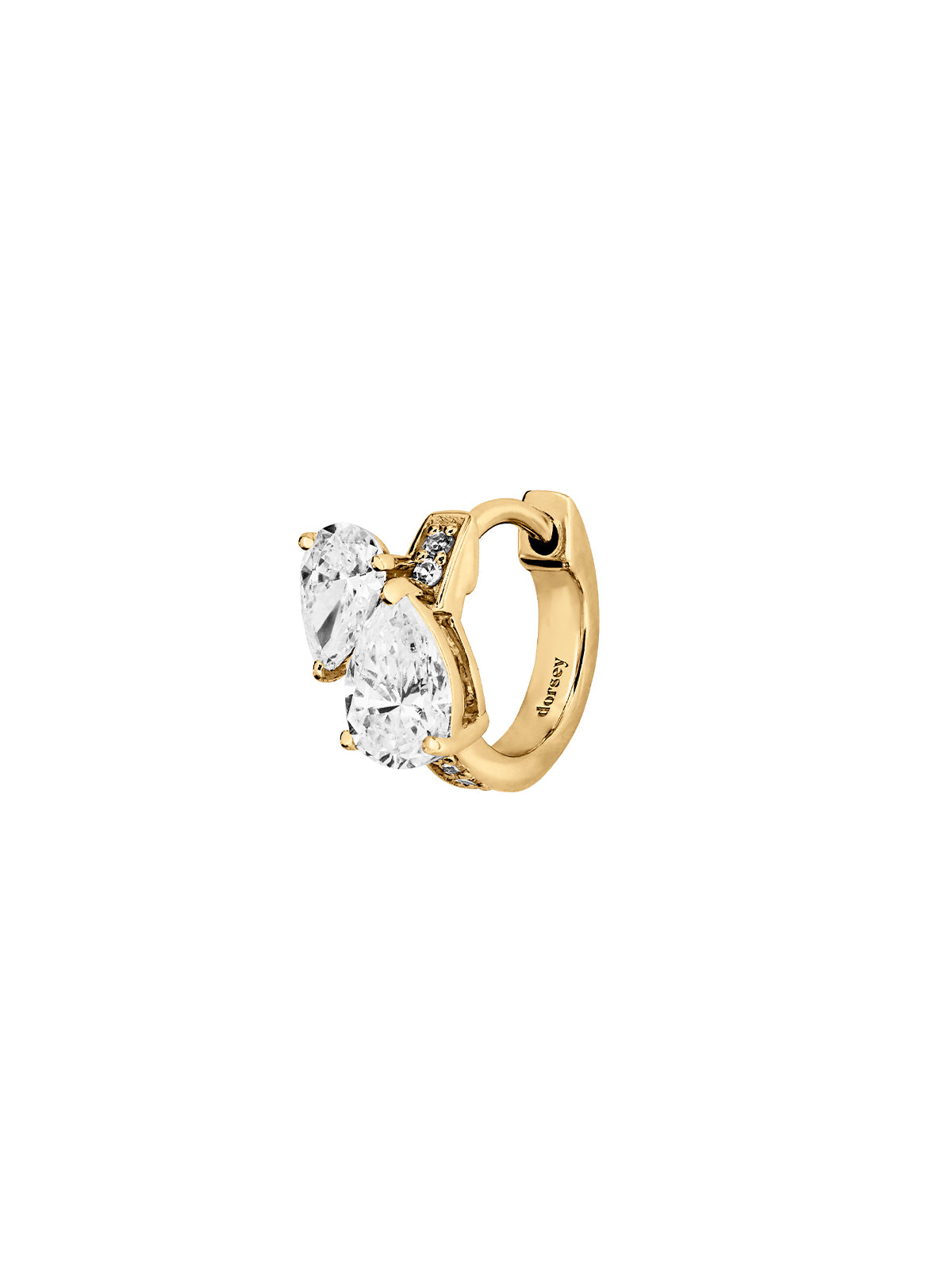 14K DOUBLE PEAR-CUT HUGGIE EARRING IN LAB DIAMOND