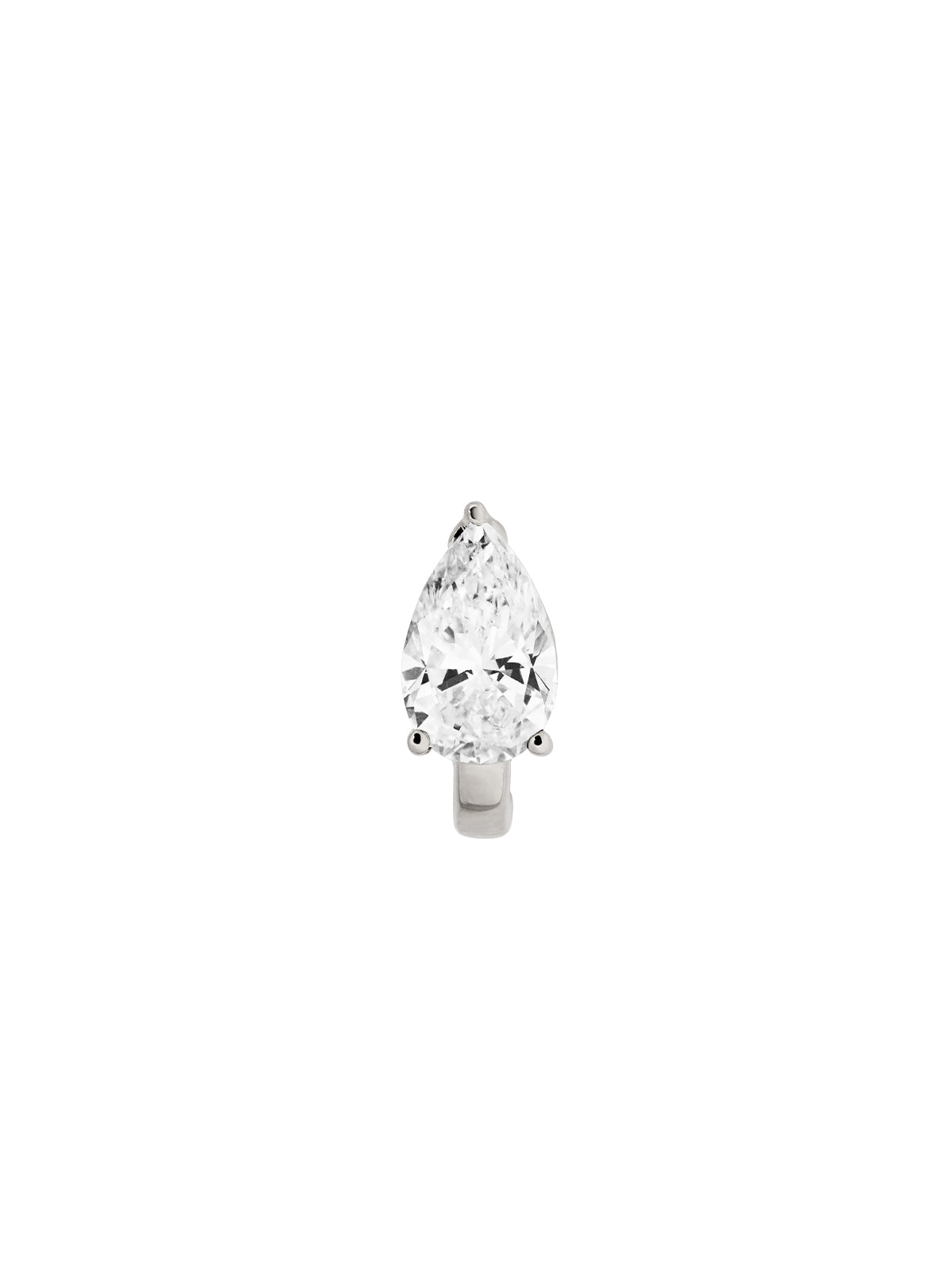 14K WHITE GOLD PEAR LAB DIAMOND HUGGIE