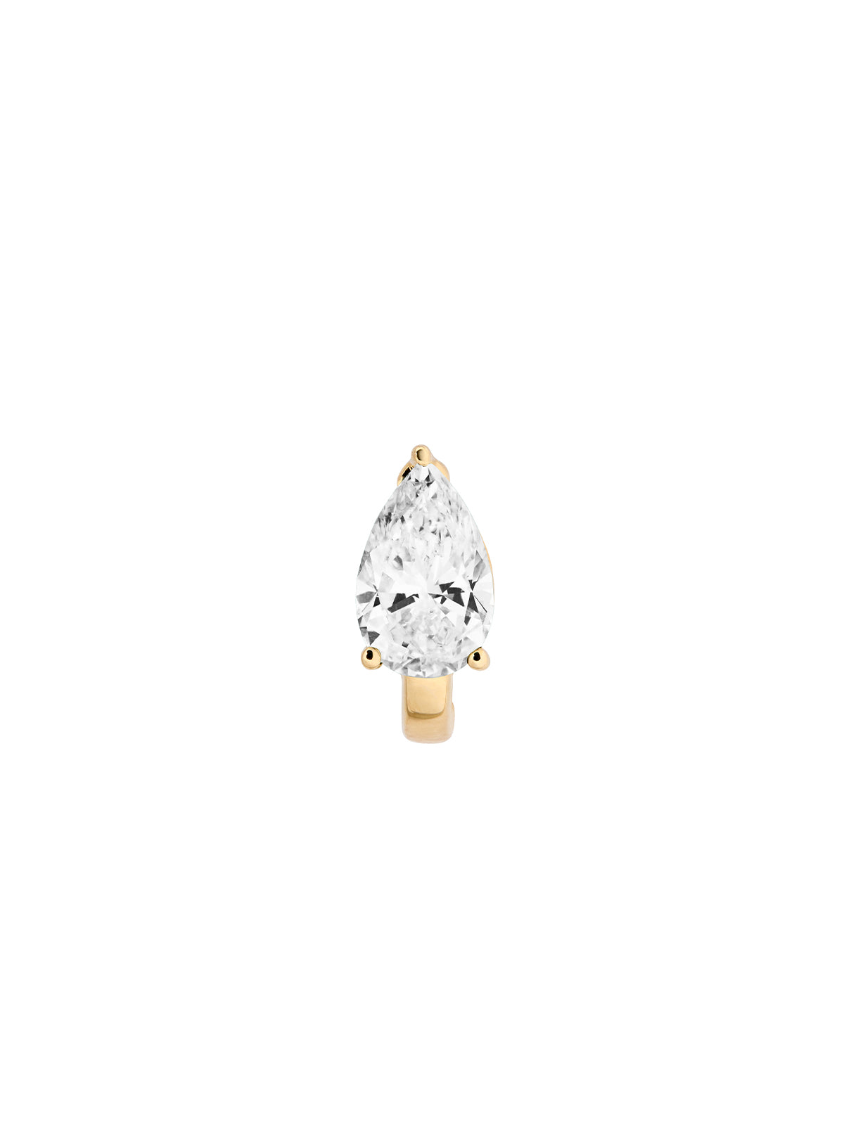 14K YELLOW GOLD PEAR LAB DIAMOND HUGGIE