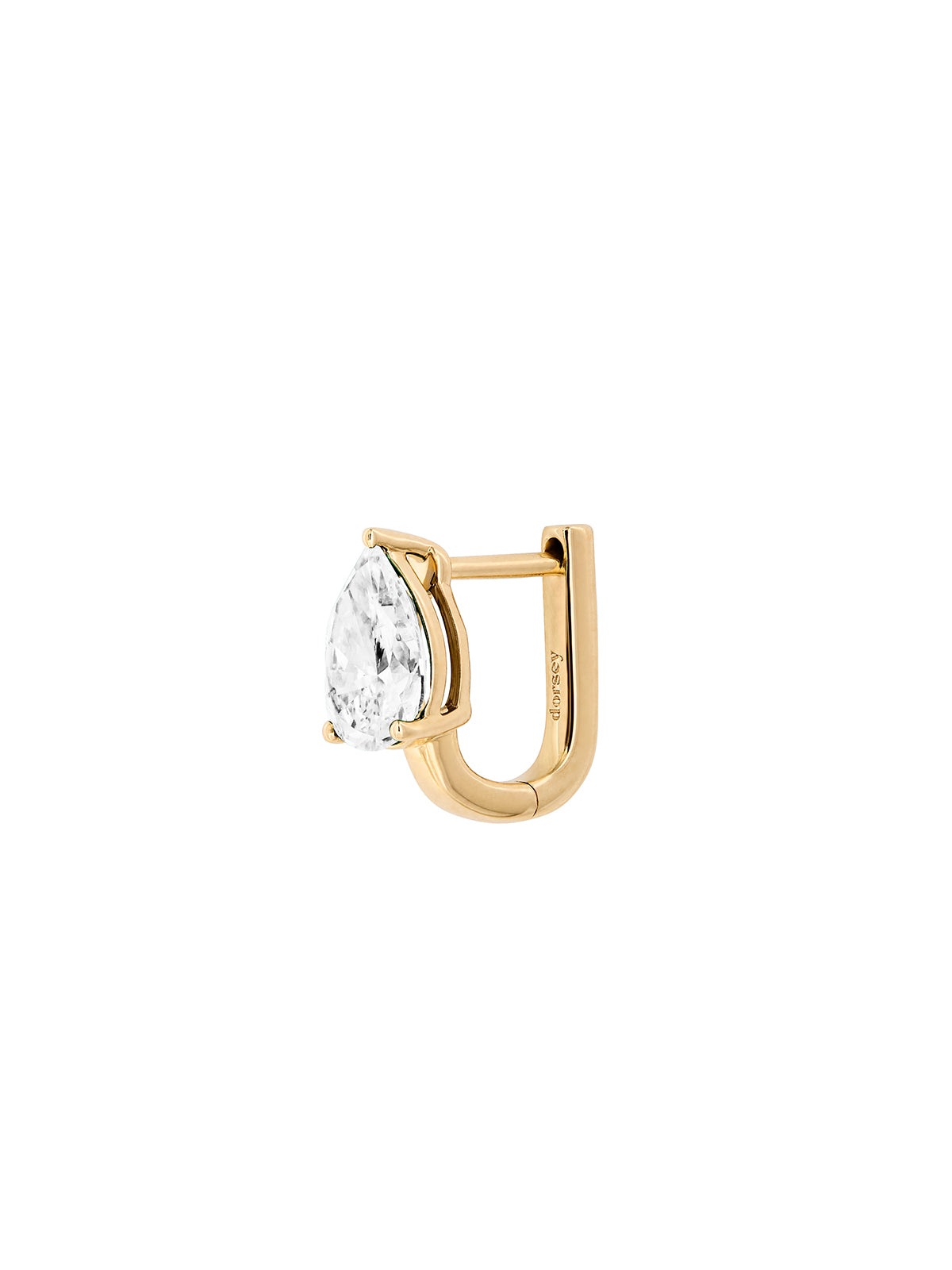 14K YELLOW GOLD PEAR LAB DIAMOND HUGGIE