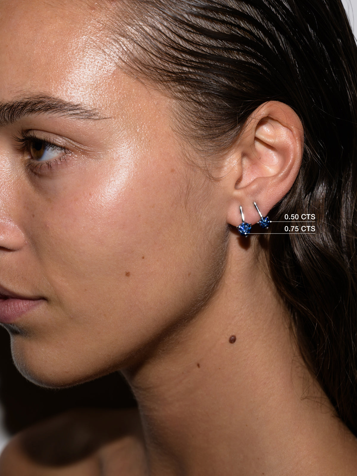 HENDRY BAR STUD EARRINGS IN SLATE BLUE MOISSANITE