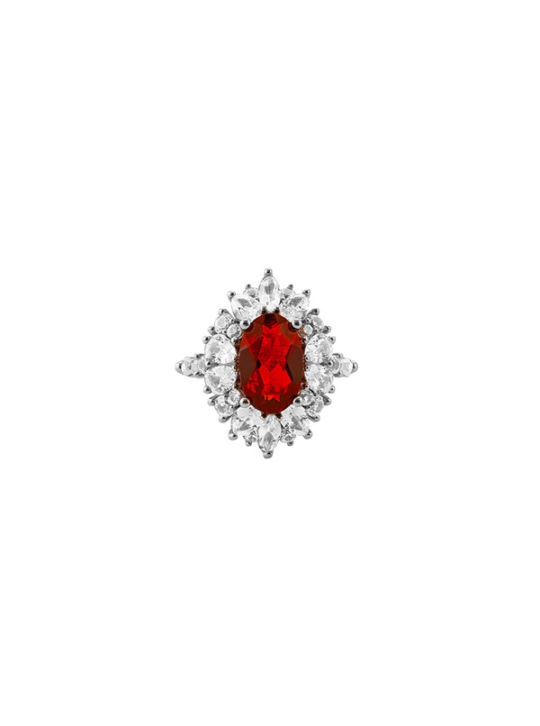 HOUGHTON, LAB-GROWN RED SAPPHIRE PINKY RING, SILVER