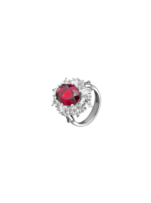 HOUGHTON, LAB-GROWN RED SAPPHIRE RING, SILVER