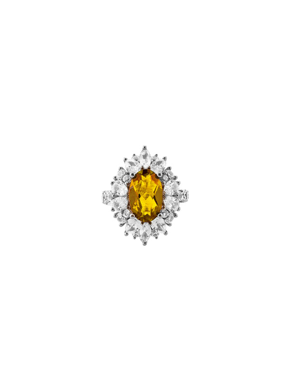 HOUGHTON, LAB-GROWN YELLOW SAPPHIRE PINKY RING, SILVER