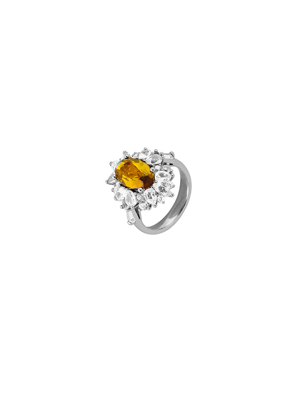HOUGHTON, LAB-GROWN YELLOW SAPPHIRE PINKY RING, SILVER