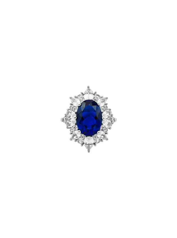 HOUGHTON, LAB-GROWN BLUE SAPPHIRE RING, SILVER