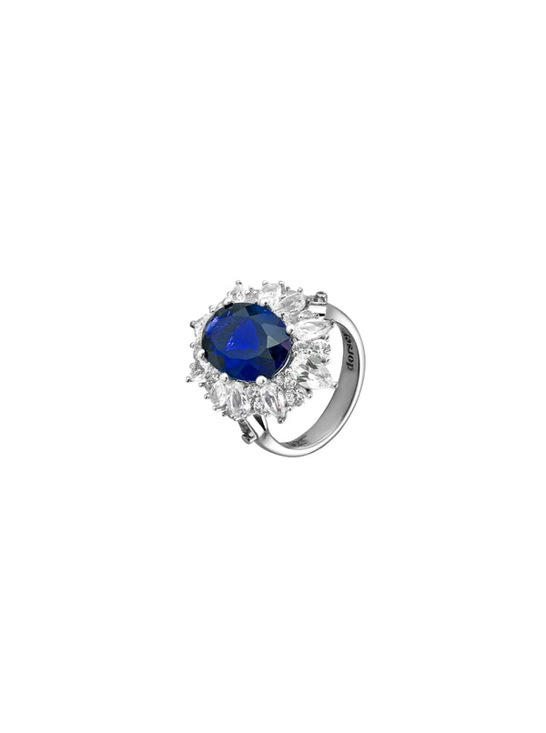 HOUGHTON, LAB-GROWN BLUE SAPPHIRE RING, SILVER
