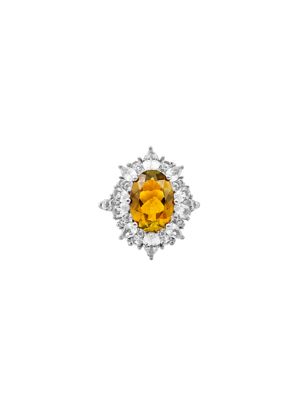HOUGHTON, LAB-GROWN YELLOW SAPPHIRE RING, SILVER