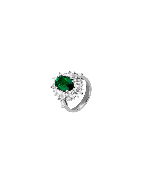 HOUGHTON, LAB-GROWN EMERALD PINKY RING, SILVER