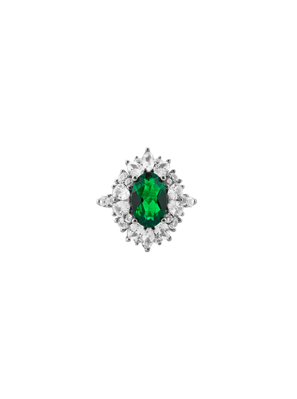 HOUGHTON, LAB-GROWN EMERALD PINKY RING, SILVER