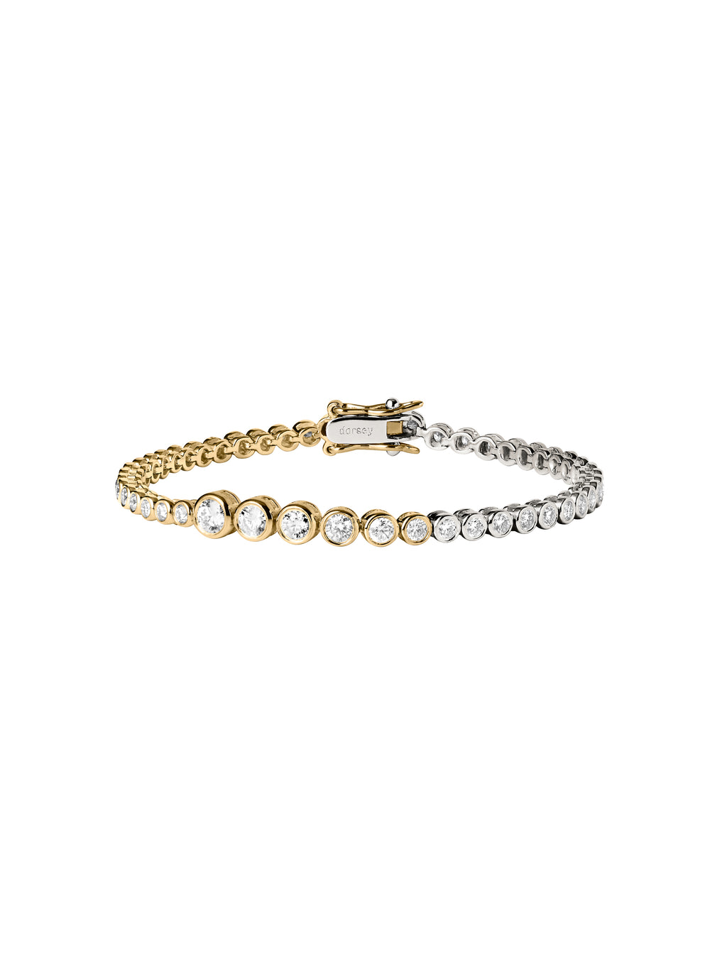 JAMES TWO-TONE GRADUATED BEZEL RIVIÈRE BRACELET IN MOISSANITE – Dorsey