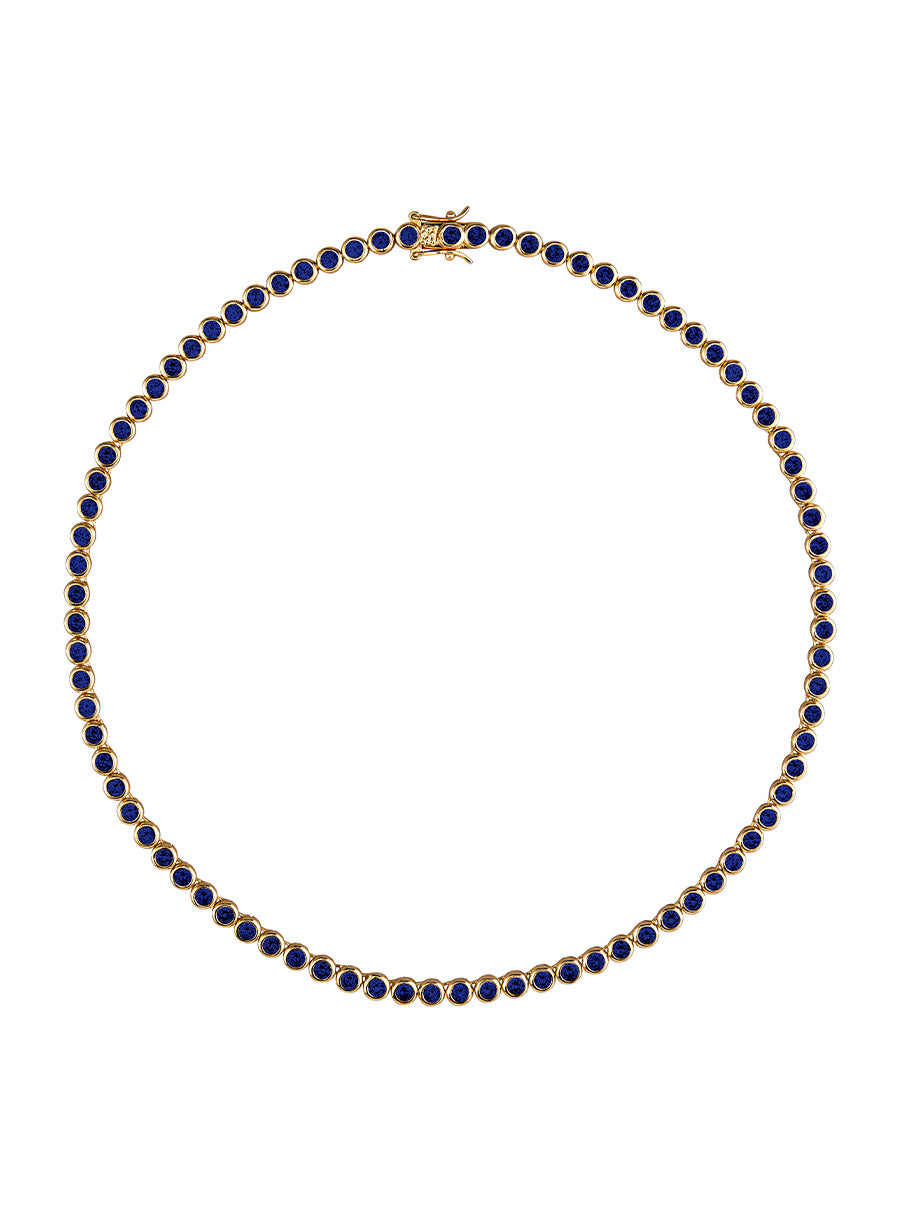 CUSTOM JAMES BEZEL, LAB BLUE SAPPHIRE RIVIÈRE NECKLACE – Dorsey