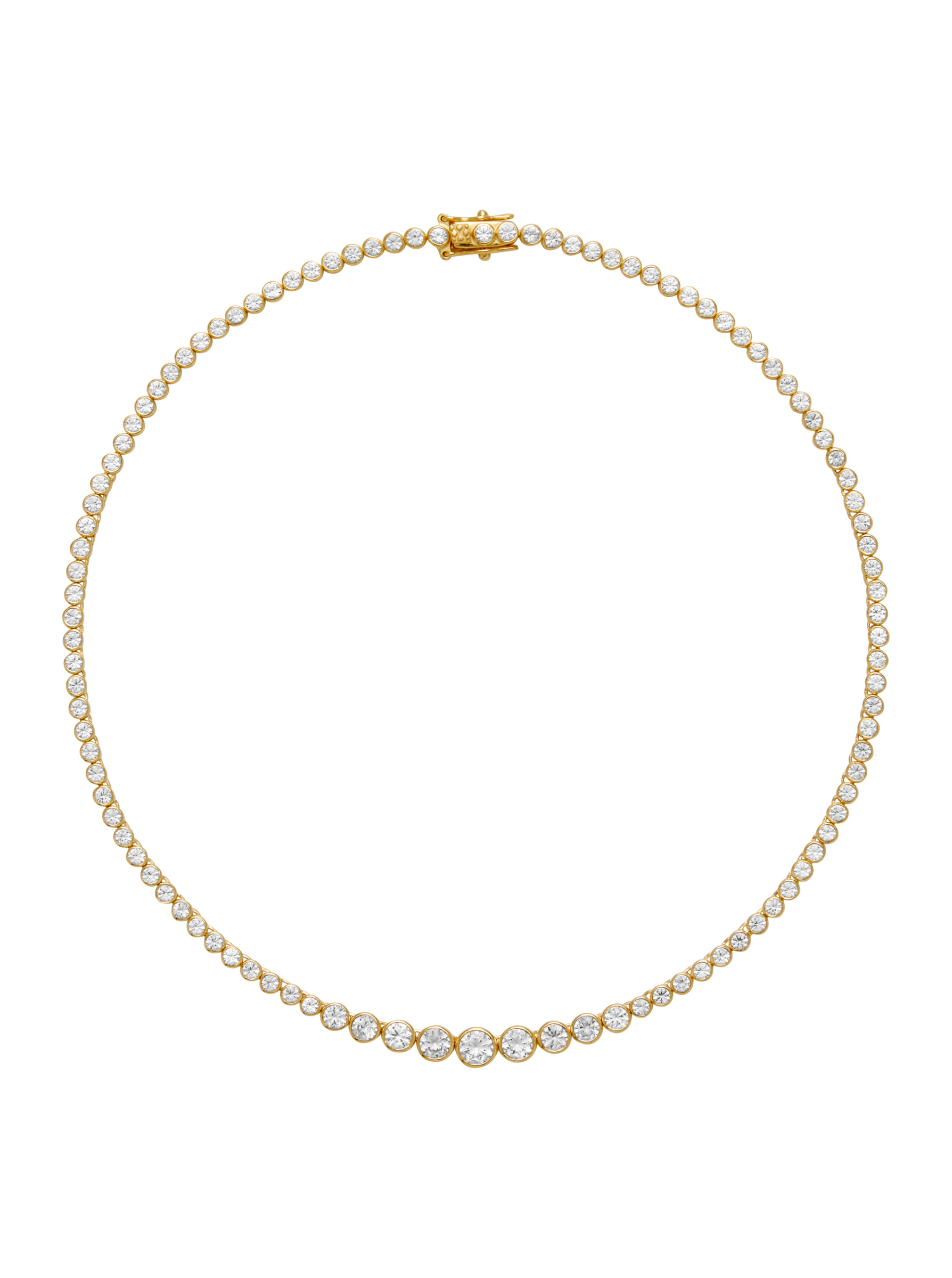 JAMES GRADUATED BEZEL RIVIÈRE NECKLACE IN LAB WHITE SAPPHIRE