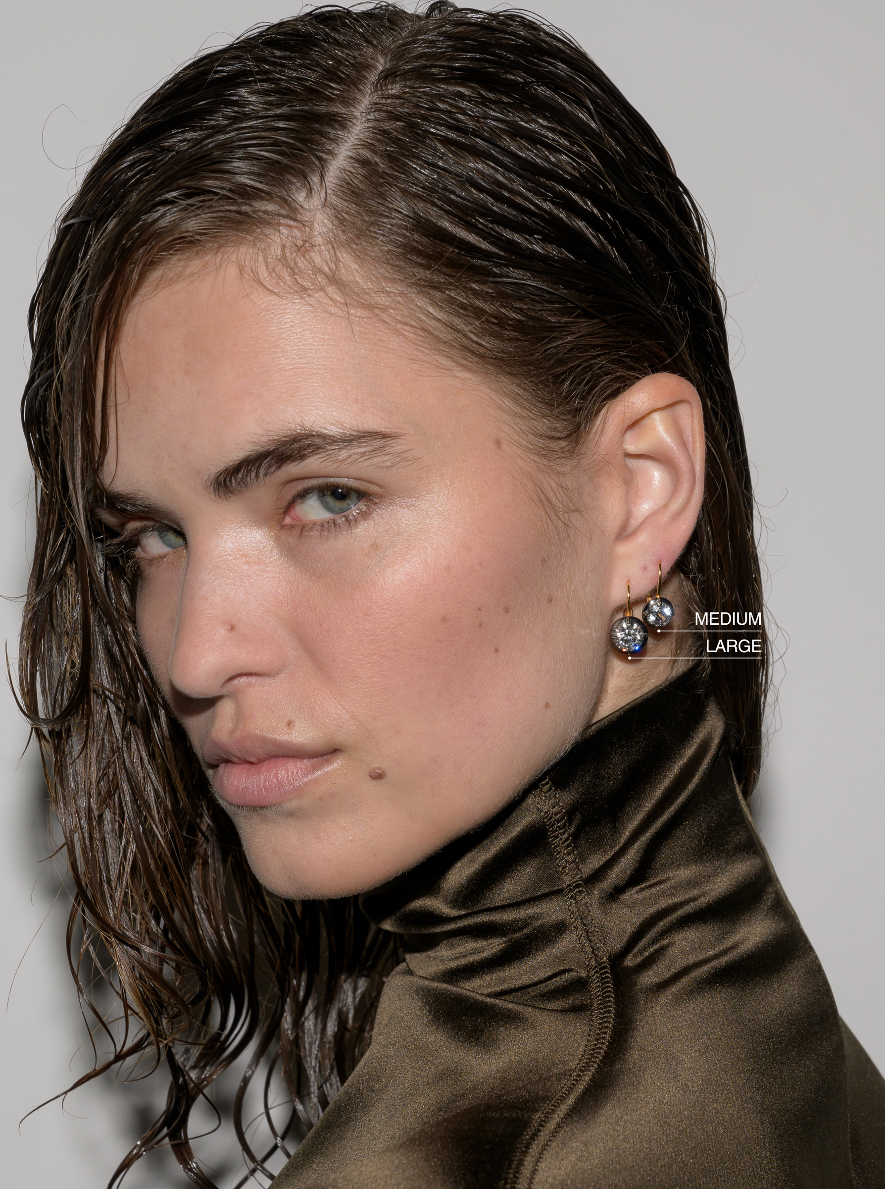 14K LUCIEN LATCHBACK EARRINGS IN LAB DIAMOND