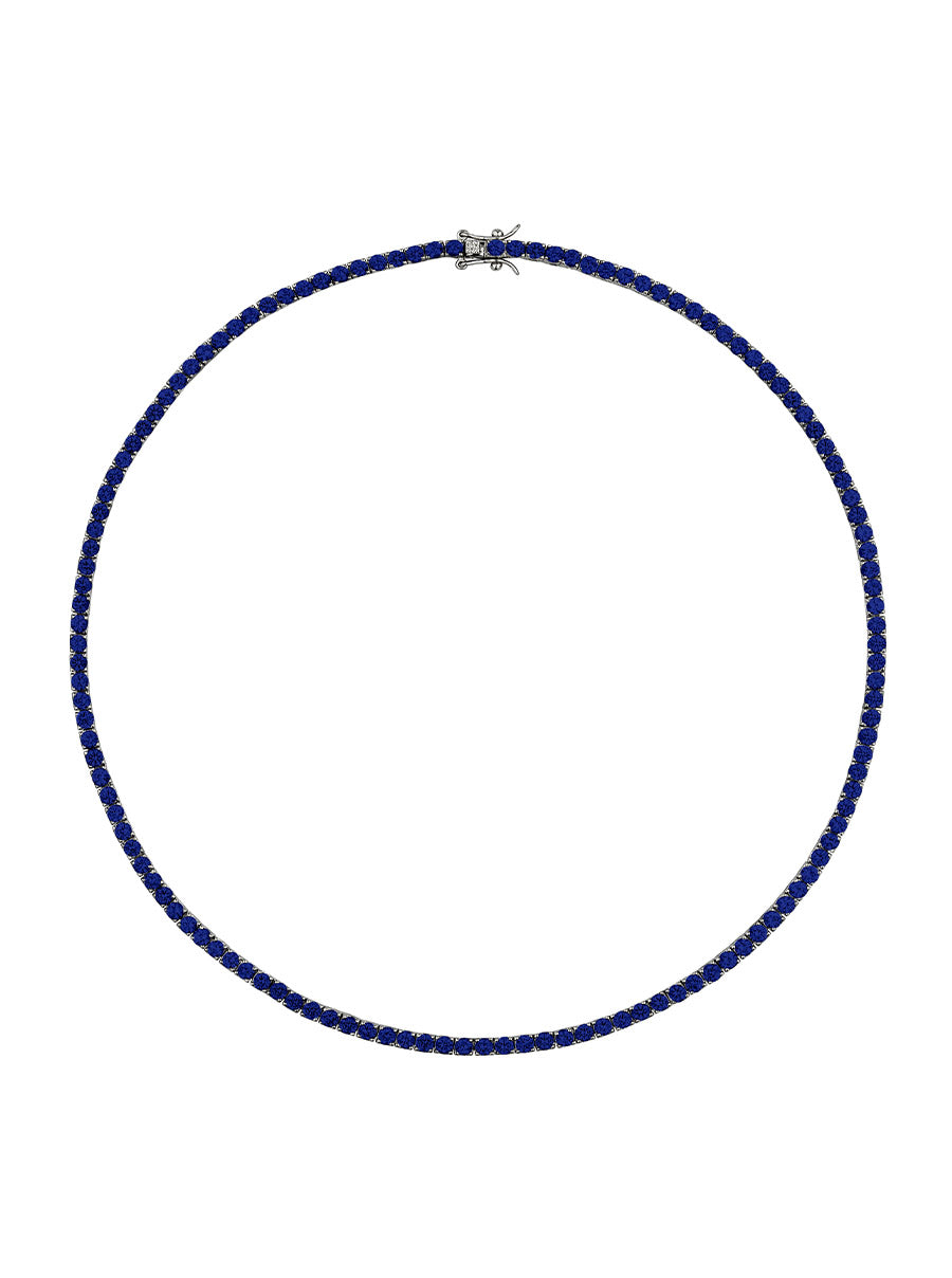 CUSTOM MOSS ROUND CUT, LAB BLUE SAPPHIRE RIVIÈRE NECKLACE – Dorsey