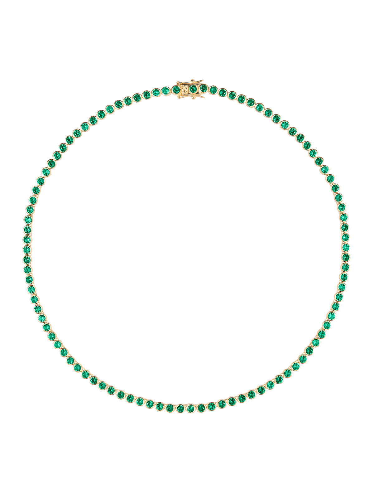 JAMES BEZEL, 3MM NANO CRYSTAL EMERALD GOLD RIVIÈRE NECKLACE