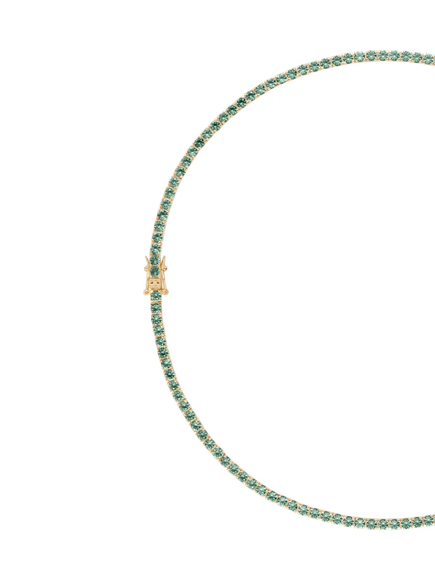KATE ROUND CUT, 3MM LAB MOSS GREEN TOURMALINE RIVIÈRE NECKLACE, GOLD