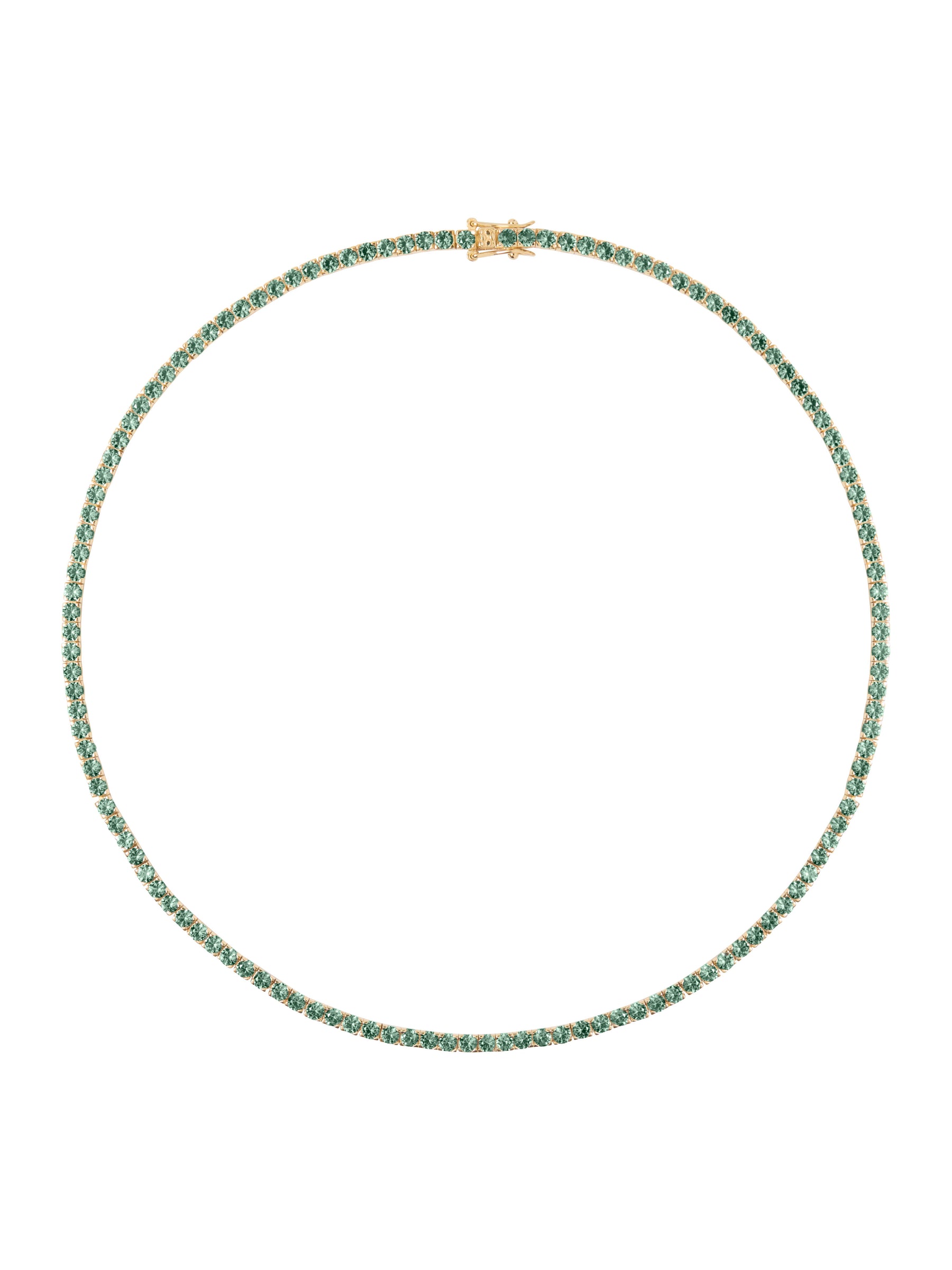 KATE ROUND CUT, 3MM LAB MOSS GREEN TOURMALINE RIVIÈRE NECKLACE, GOLD