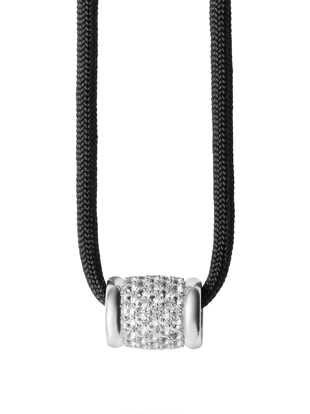 YVES NOIR PARACORD NECKLACE IN LAB WHITE SAPPHIRE, STERLING SILVER