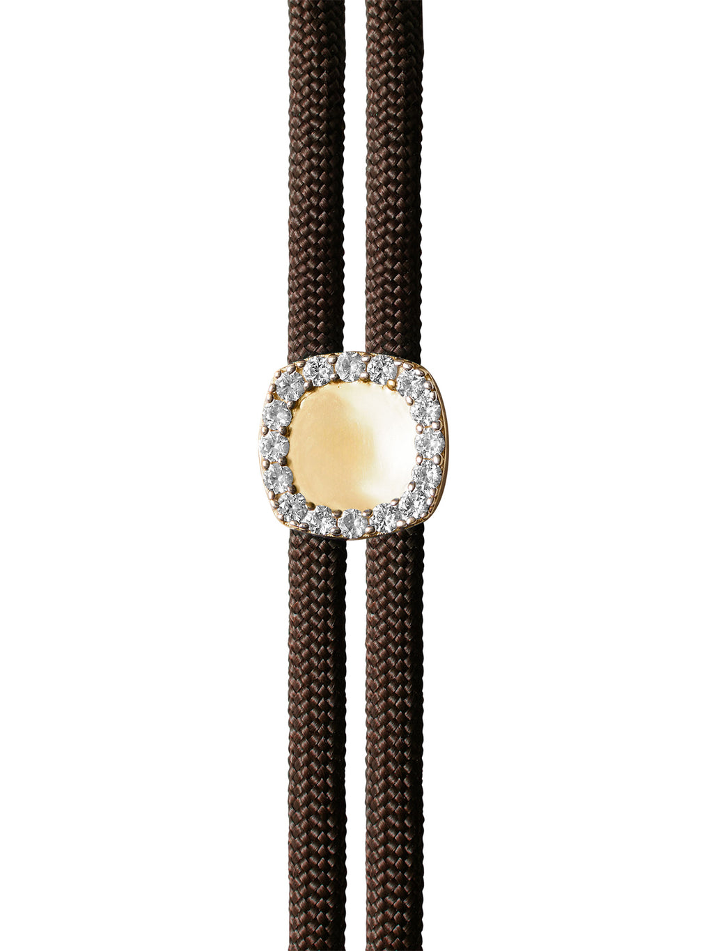 YVES ESPRESSO PARACORD NECKLACE IN LAB WHITE SAPPHIRE, 18K GOLD